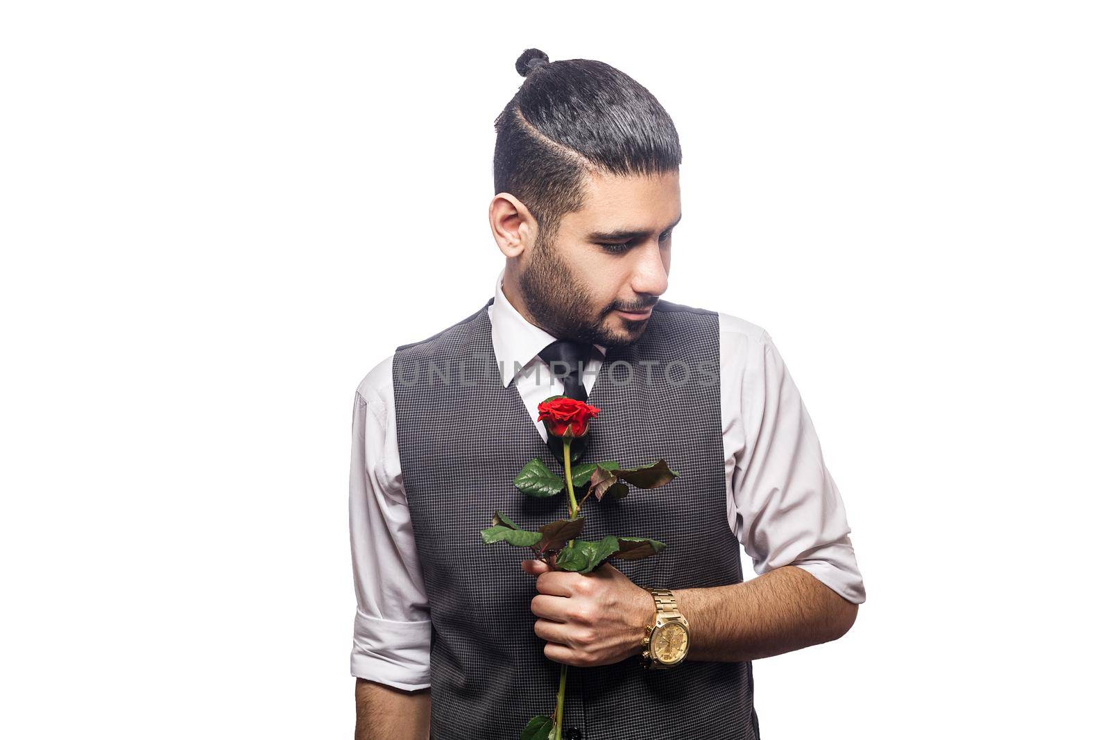 Emotional man in suit on white isolated background. by Khosro1