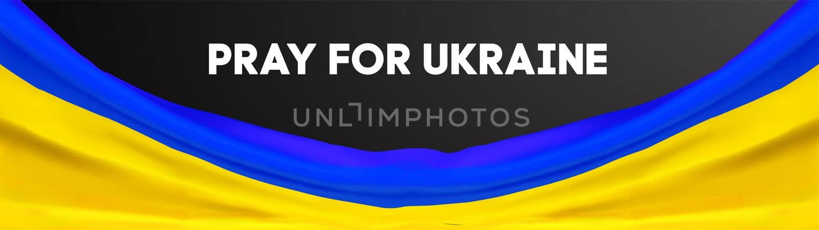 Blue yellow ukrainian flag with pray for ukraine lettering. Stop Russia agression against Ukraine. by DmytroRazinkov