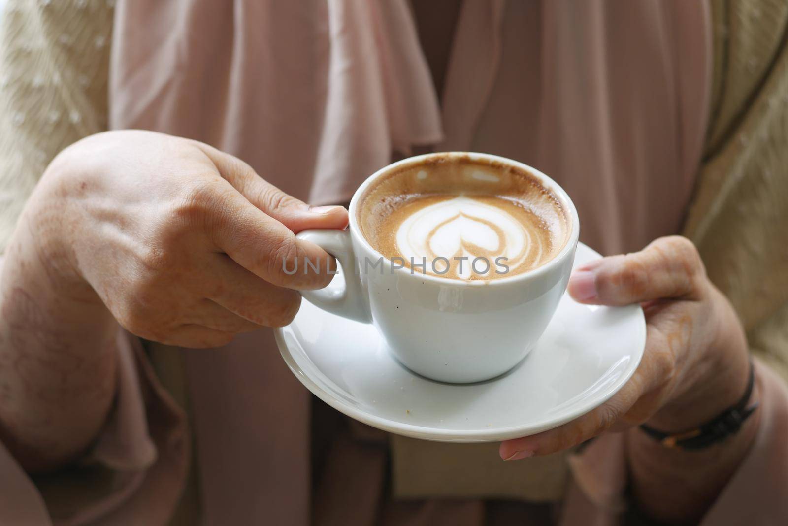 young women drinking late coffee ,