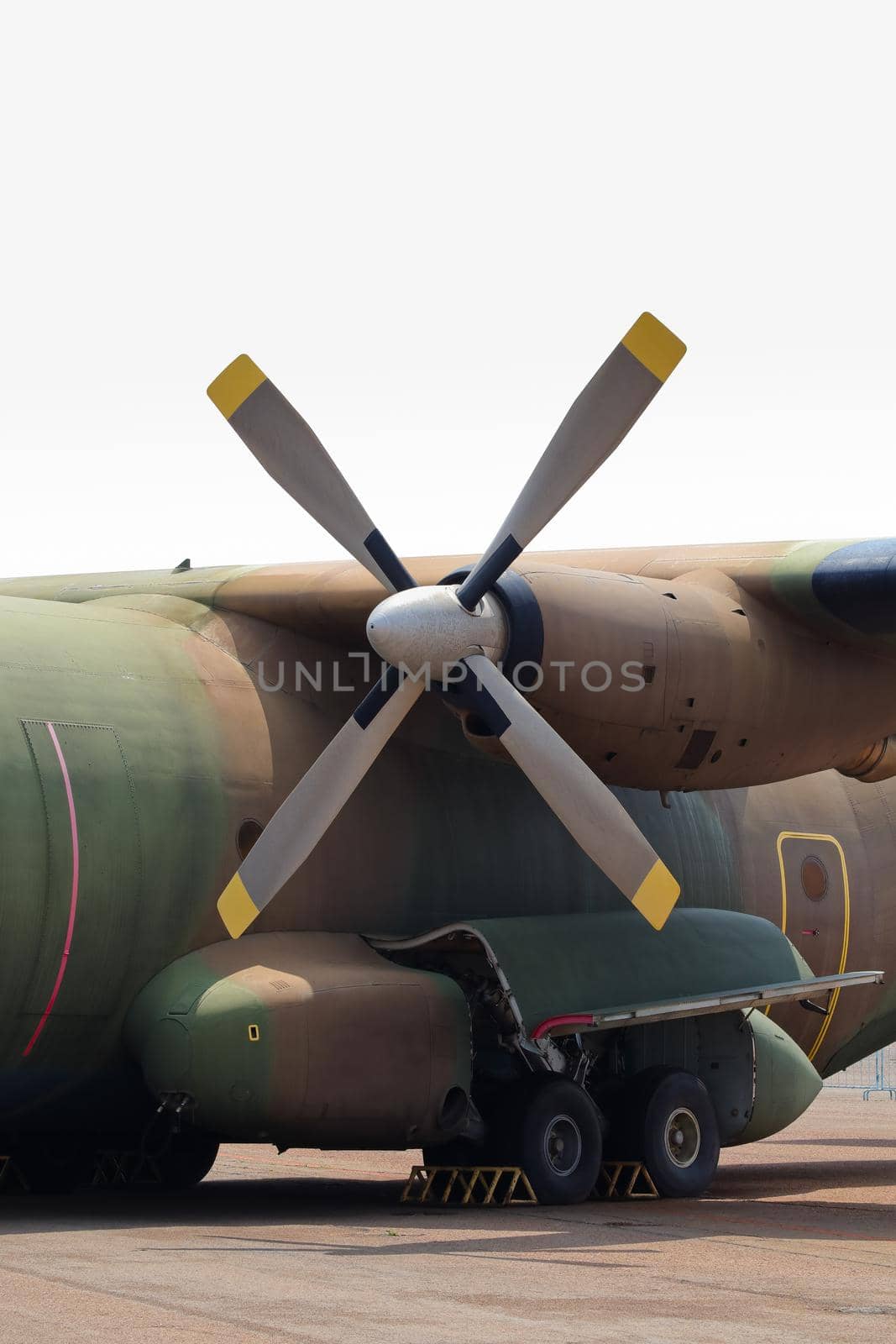 Engine and landing gear close-up of a military transport aircraft, South Africa