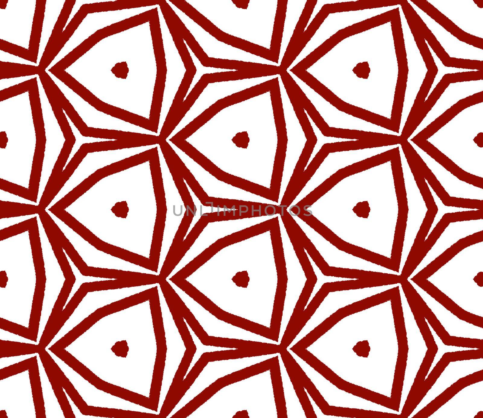 Exotic seamless pattern. Maroon symmetrical kaleidoscope background. Summer swimwear exotic seamless design. Textile ready unique print, swimwear fabric, wallpaper, wrapping.