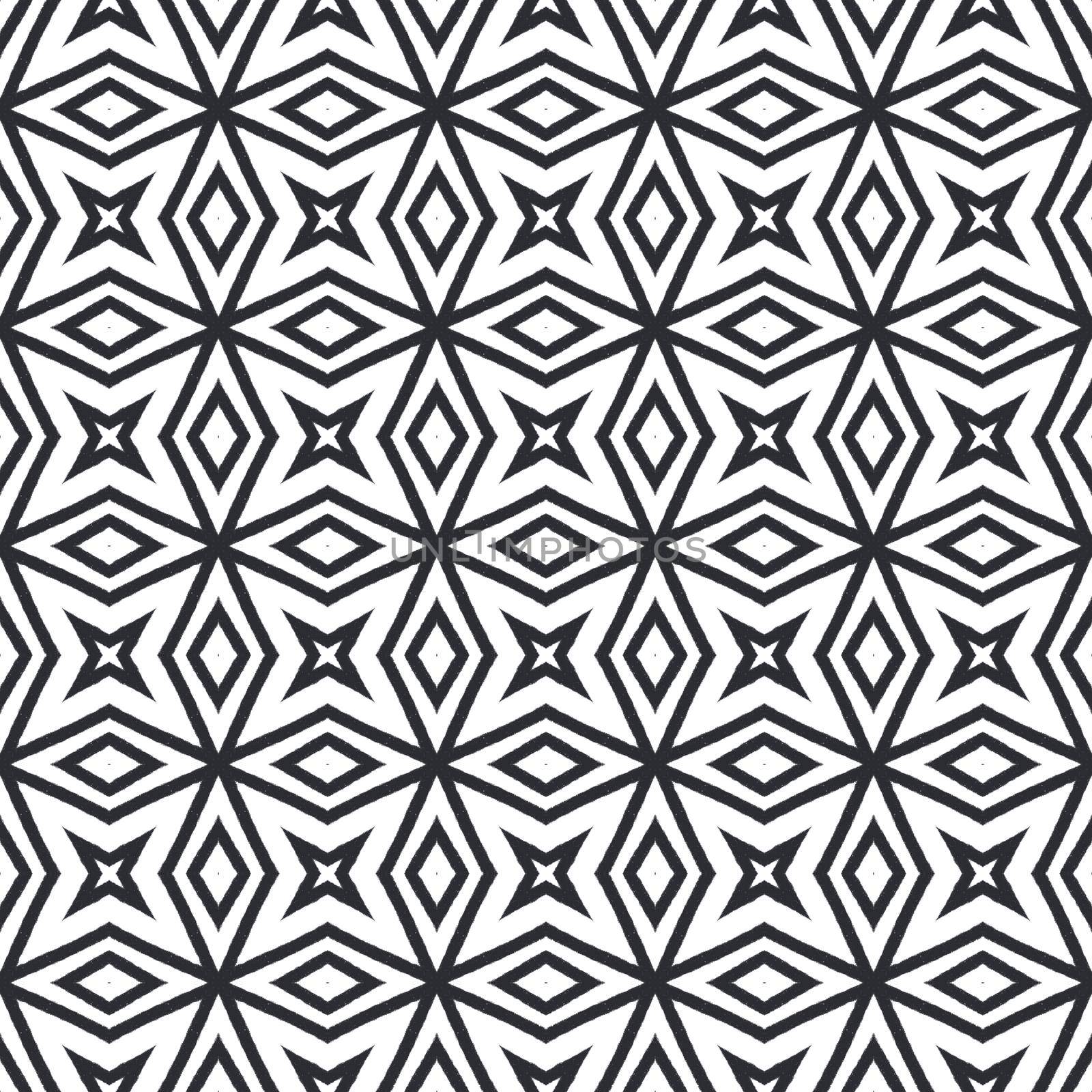 Medallion seamless pattern. Black symmetrical kaleidoscope background. Watercolor medallion seamless tile. Textile ready admirable print, swimwear fabric, wallpaper, wrapping.