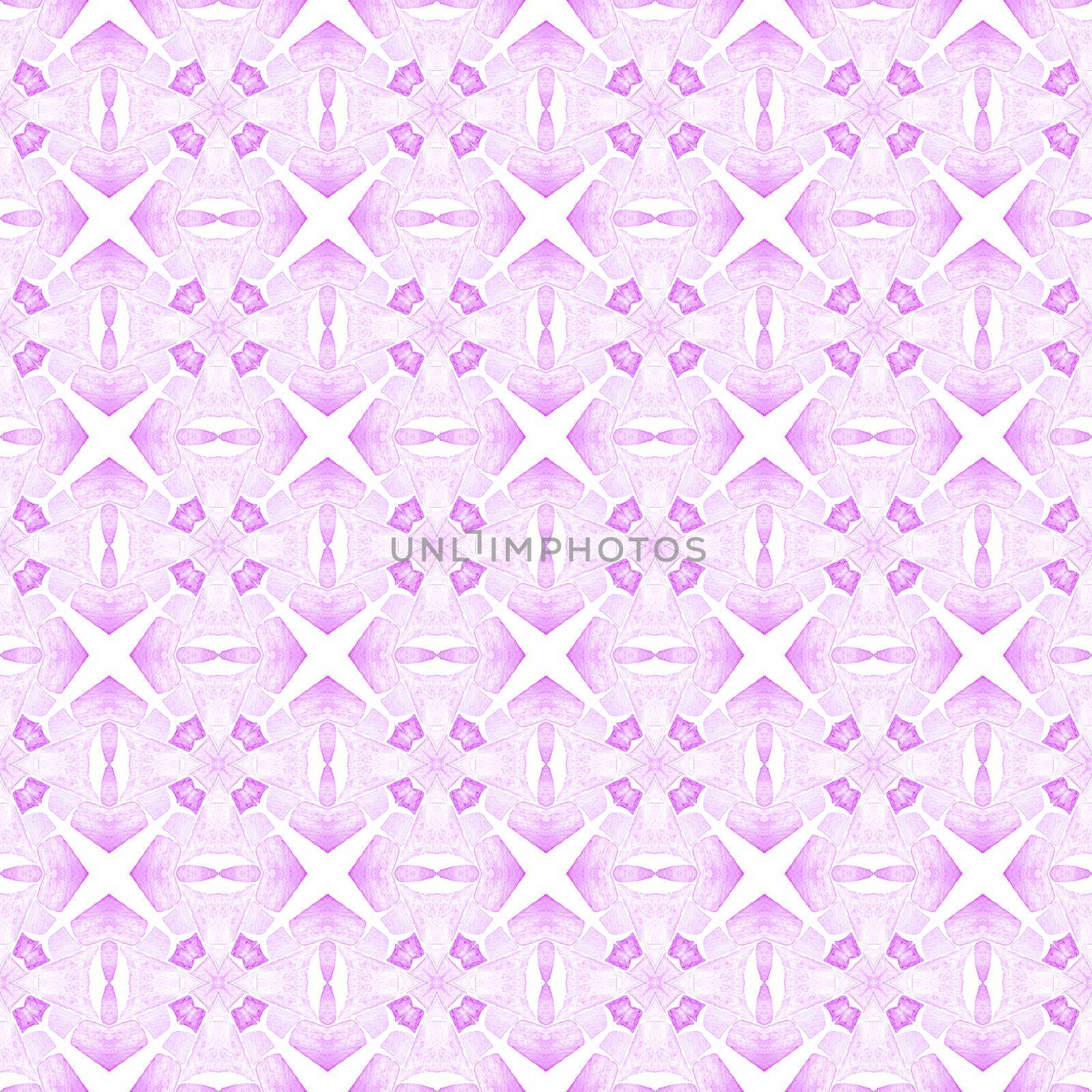 Summer exotic seamless border. Purple brilliant boho chic summer design. Exotic seamless pattern. Textile ready unusual print, swimwear fabric, wallpaper, wrapping.
