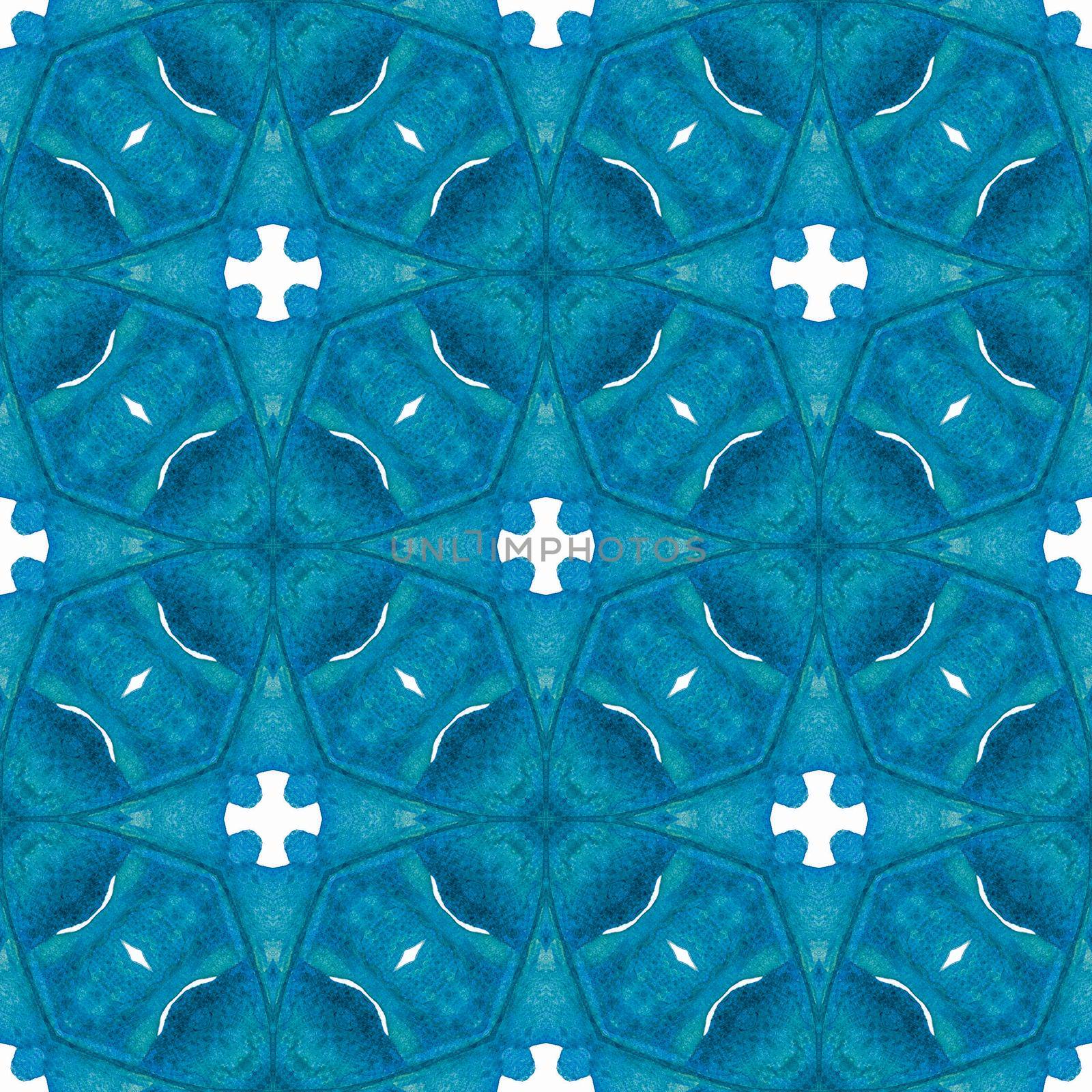 Mosaic seamless pattern. Blue powerful boho chic by beginagain