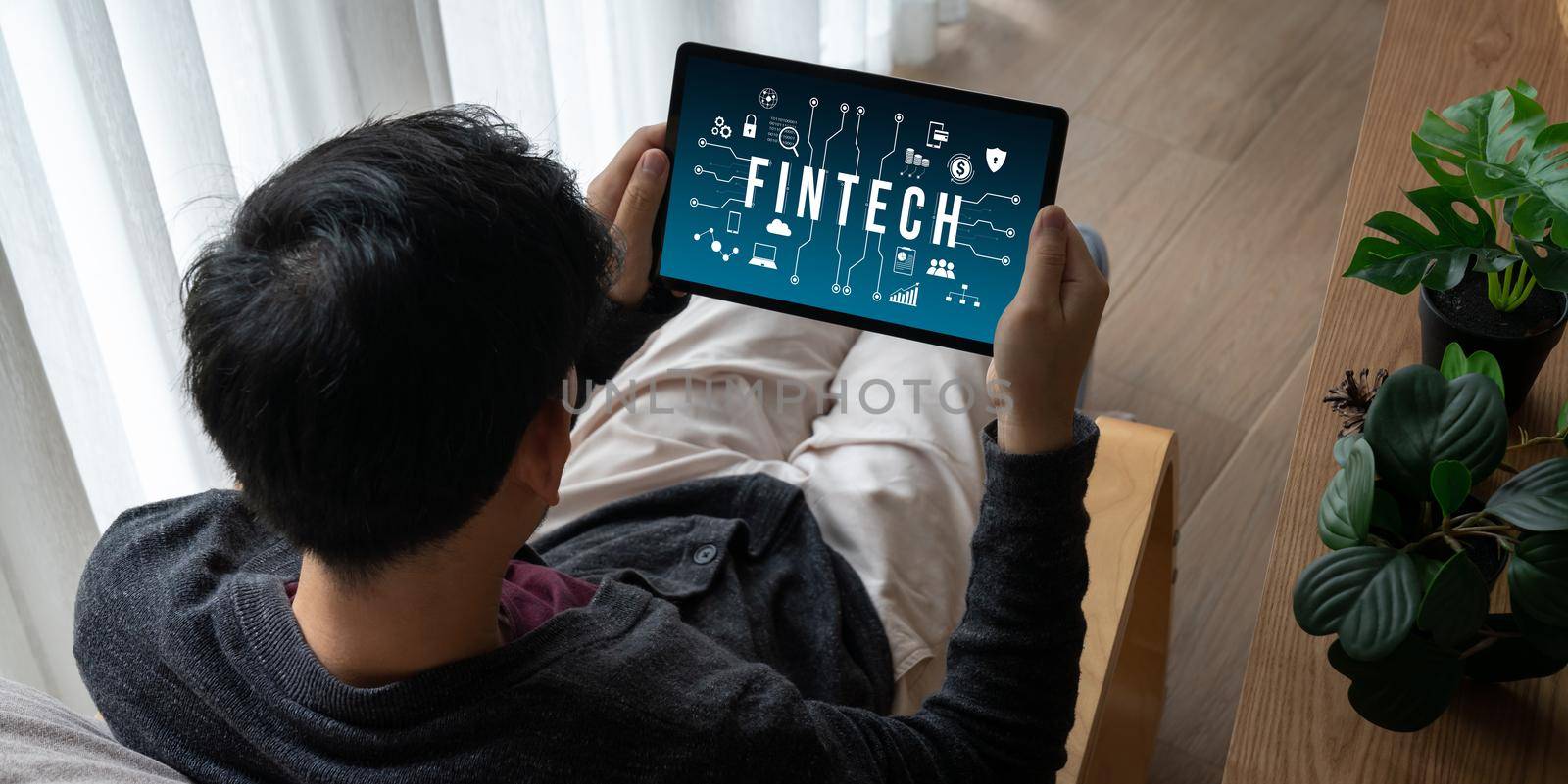 Fintech financial technology software for modish business to analyze marketing strategy