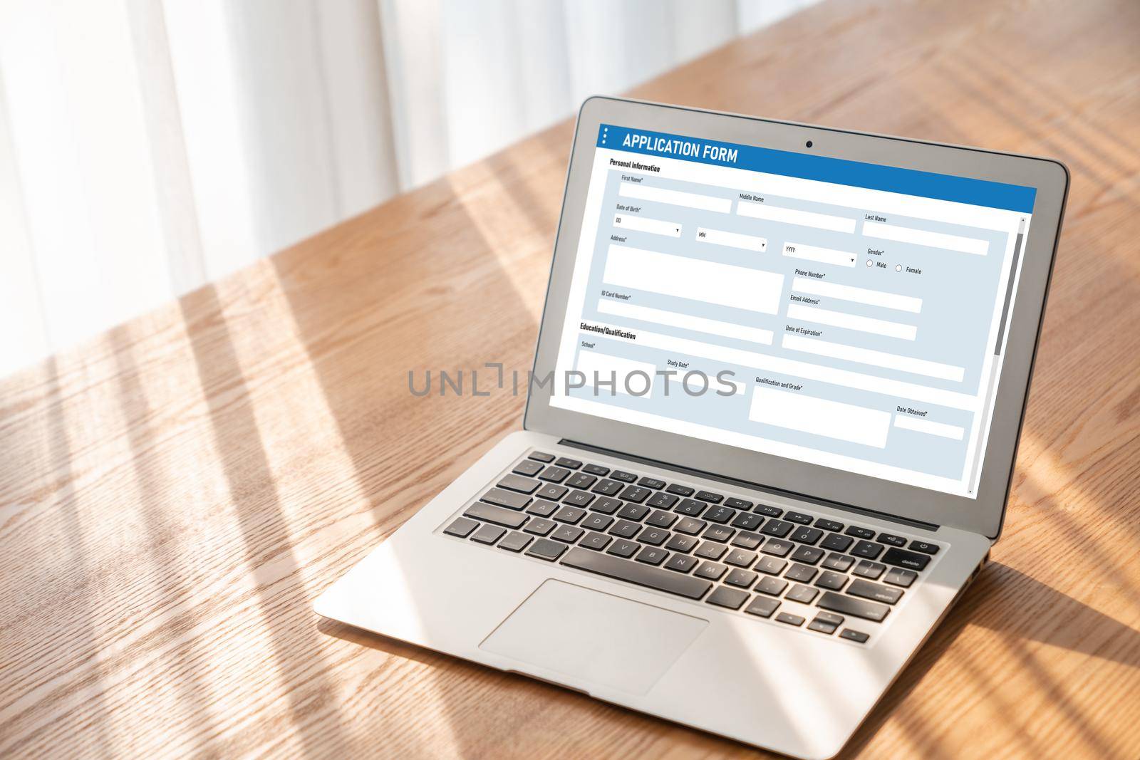 Online application form for modish registration on the internet website