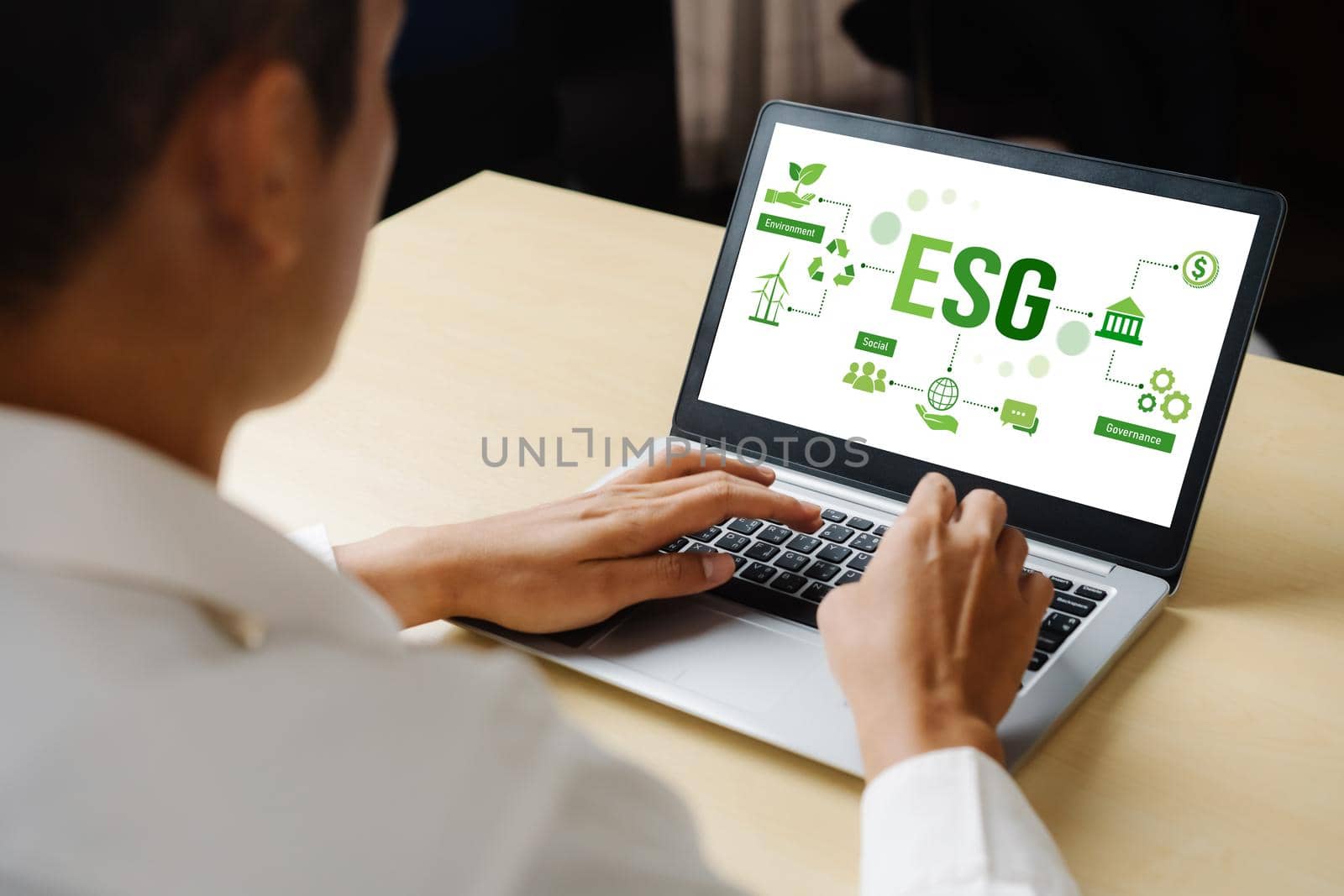 ESG environmental social governance policy for modish business to set a standard to achieve high ESG score