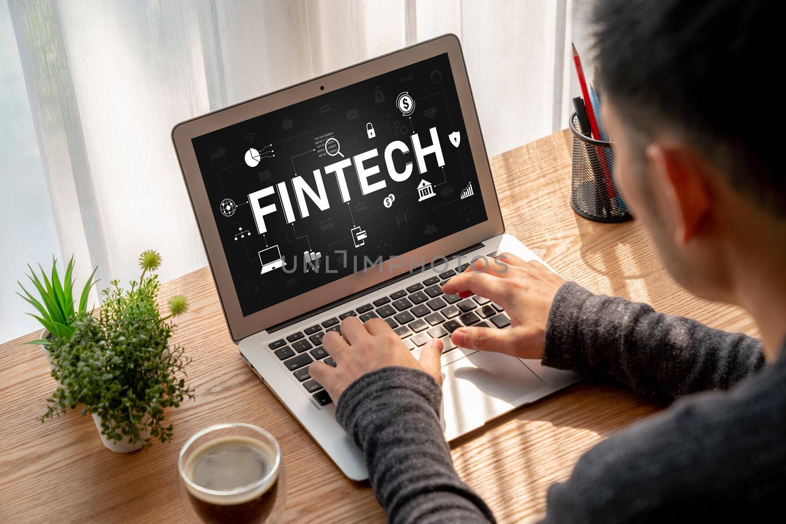 Fintech financial technology software for modish business to analyze marketing strategy