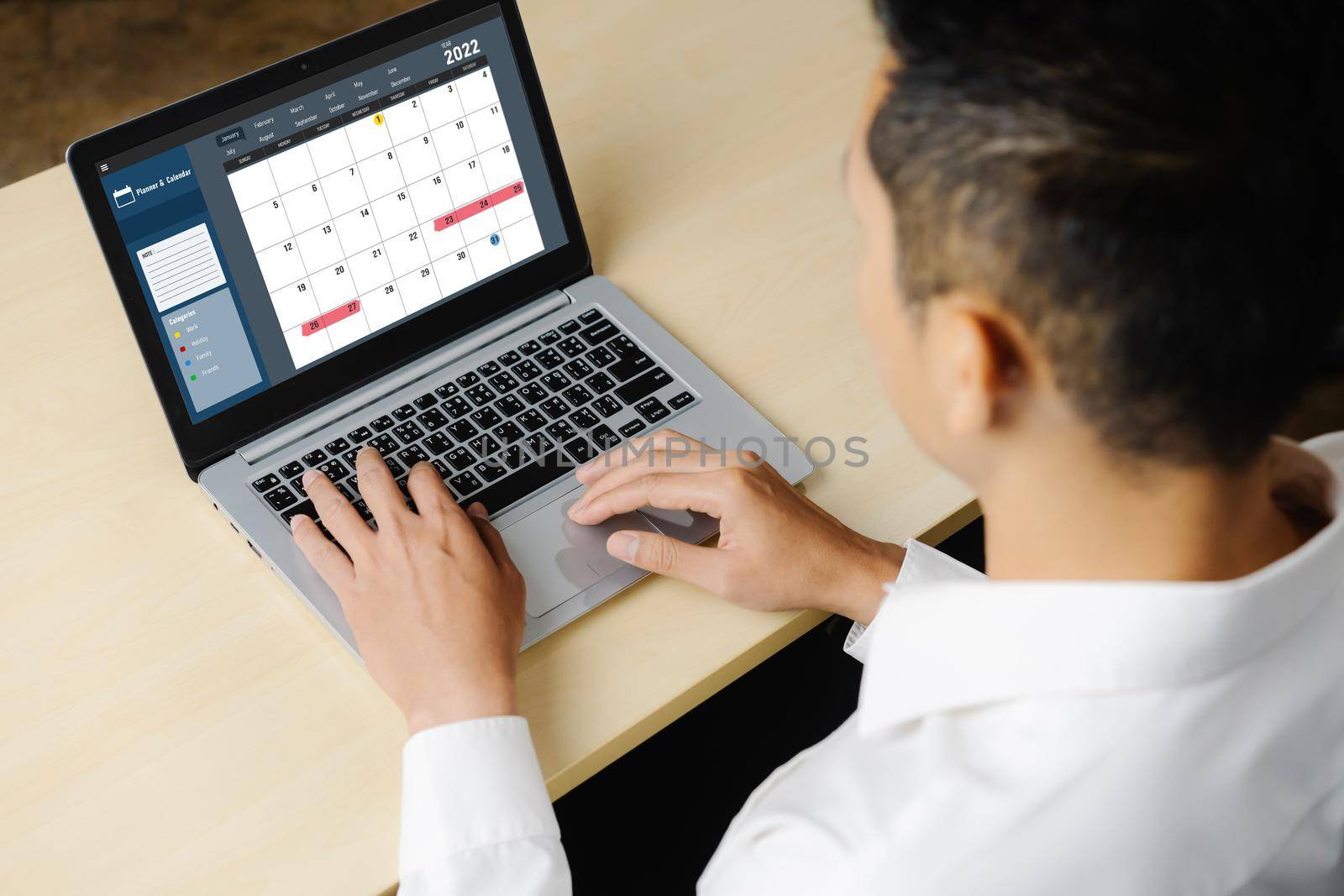 Calendar on computer software application for modish schedule planning for personal organizer and online business