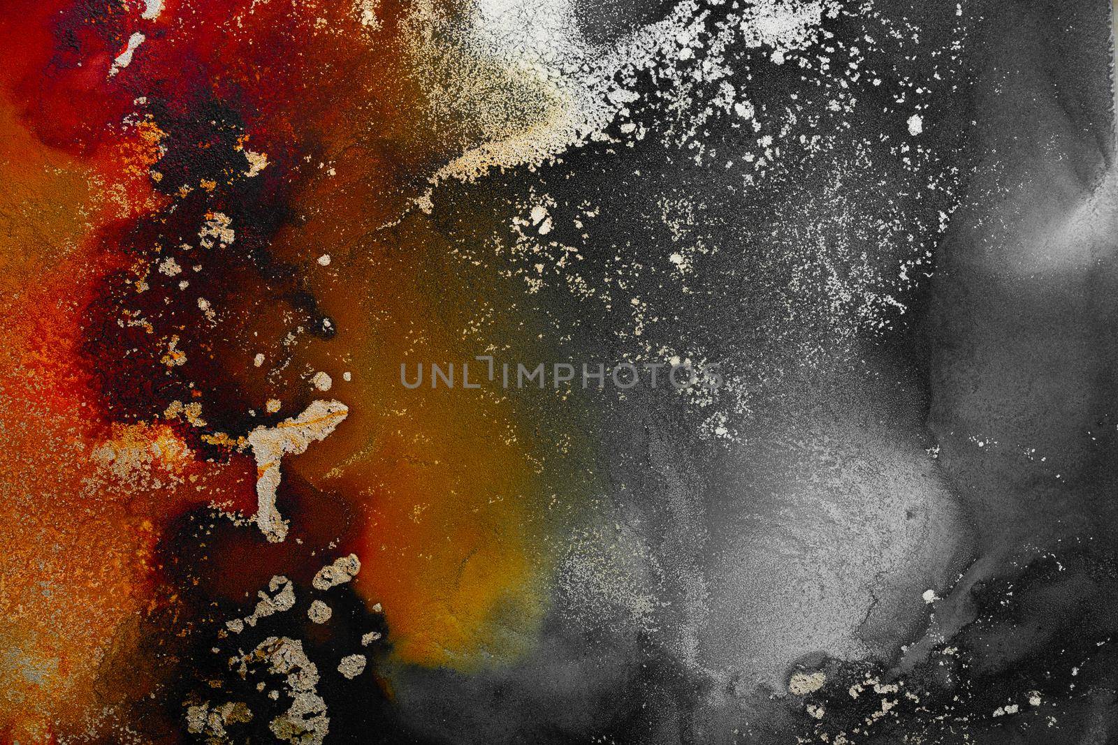 Burning abstract background from marble ink art of exquisite original painting . Painting was painted on high quality paper texture to create smooth marble background pattern of ombre alcohol ink .