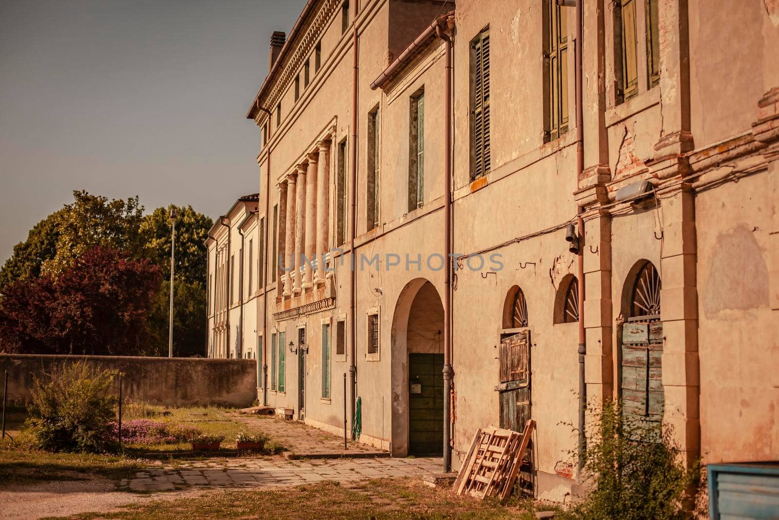 Old historical villa in Italy outside view