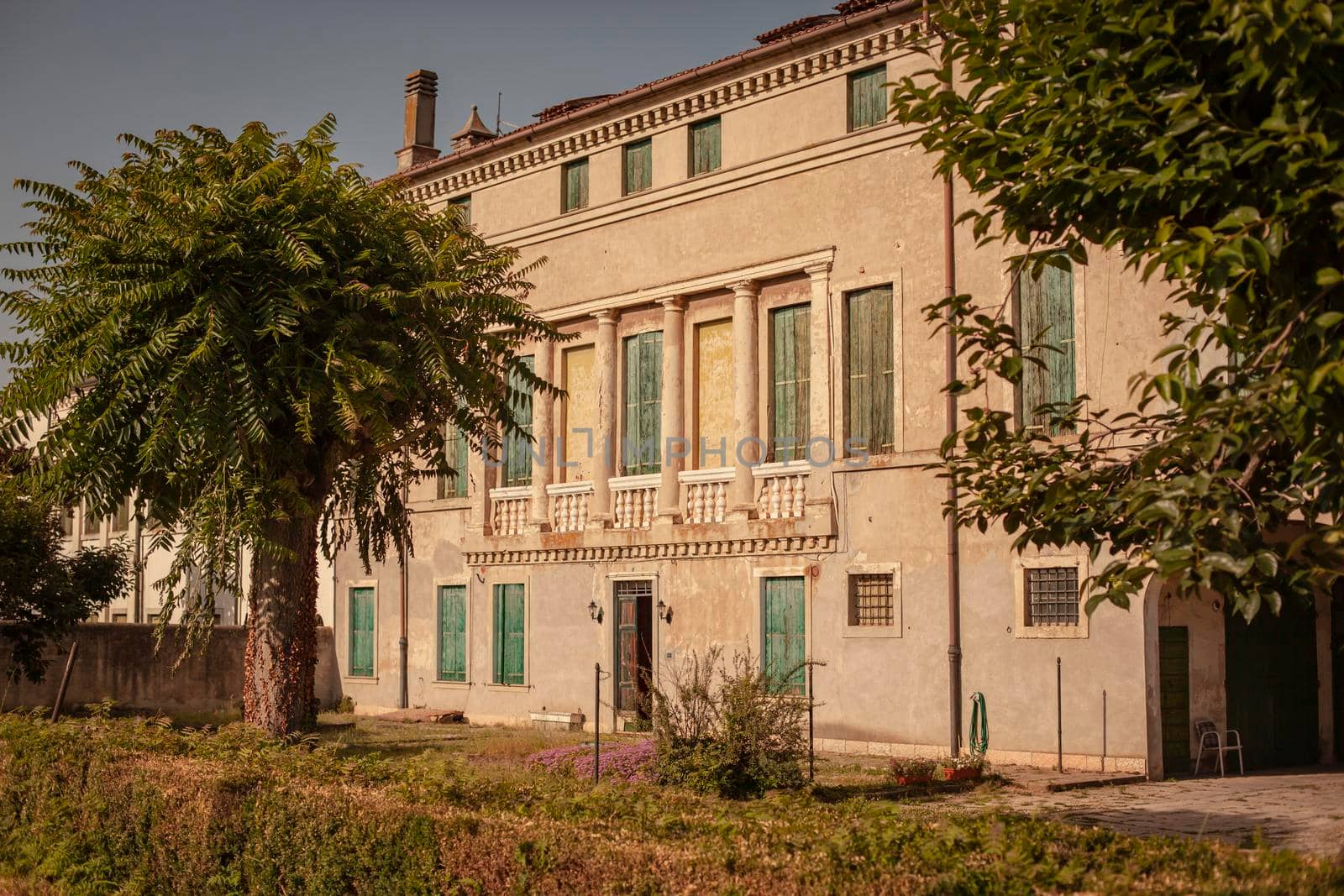 Old historical villa in Italy outside view