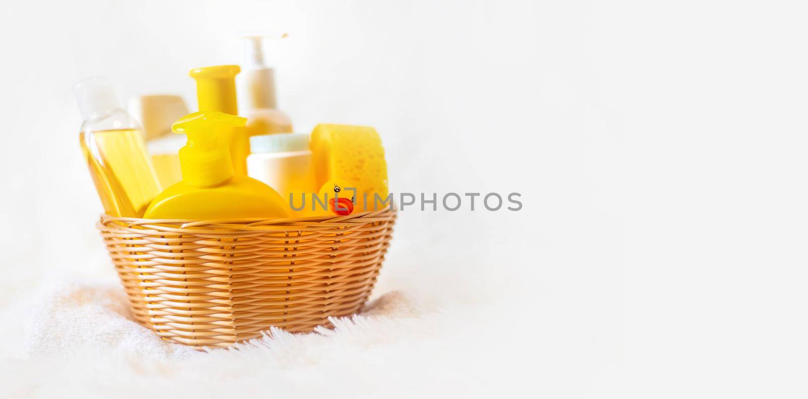 Accessories for bathing the baby. Selective focus. nature.