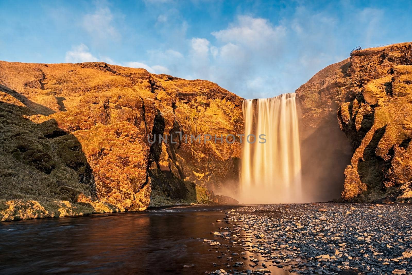 Beautiful Skogafoss waterfall during the summer season, Iceland