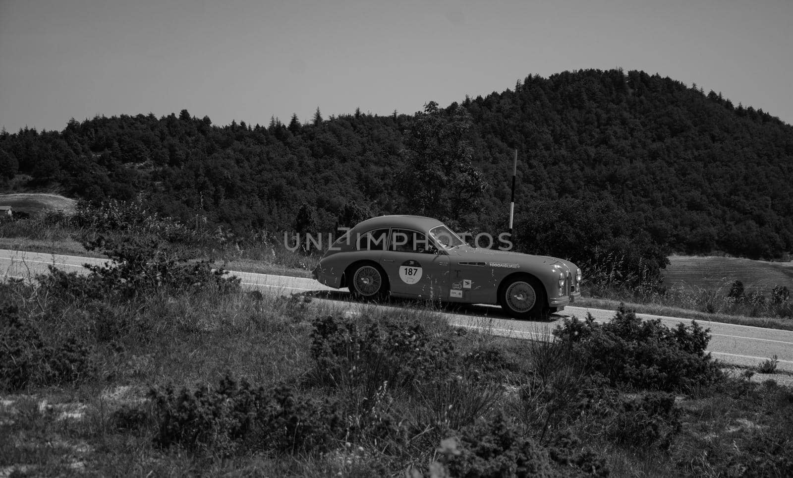 TALBOT-LAGO T26 GS 1950 on an old racing car in rally Mille Miglia 2022 the famous italian historical race (1927-1957 by massimocampanari