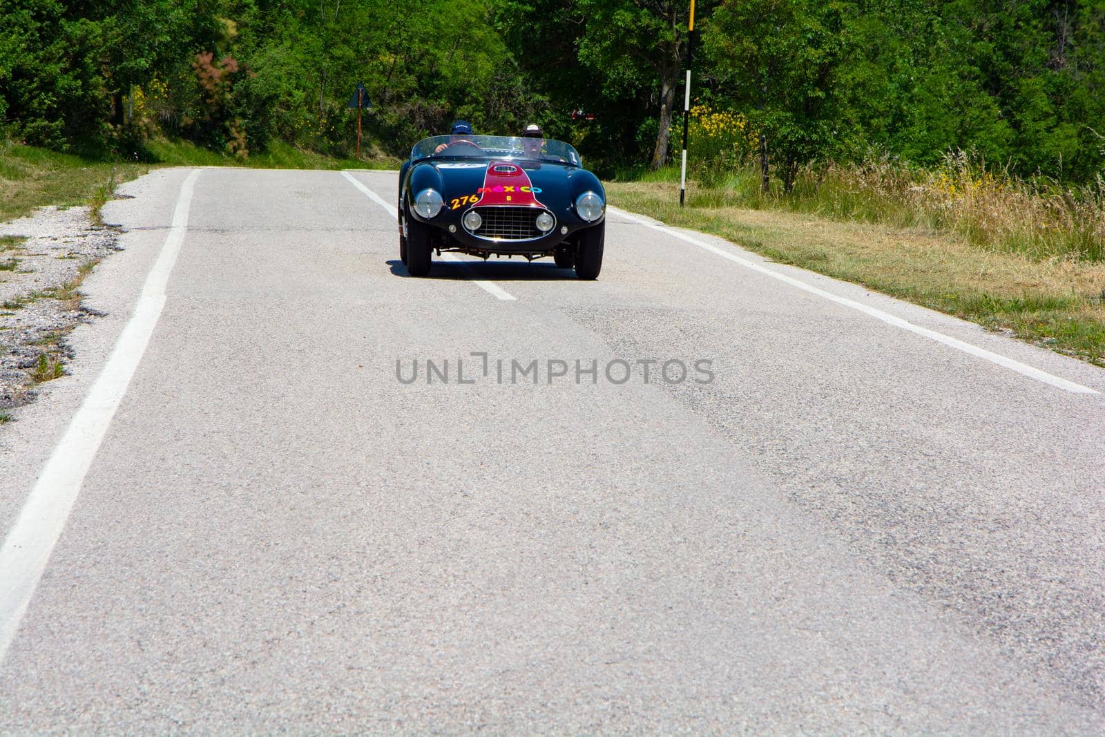 FERRARI 166 MM SPIDER VIGNALE 1953 on an old racing car in rally Mille Miglia 2022 the famous italian historical race (1927-1957 by massimocampanari