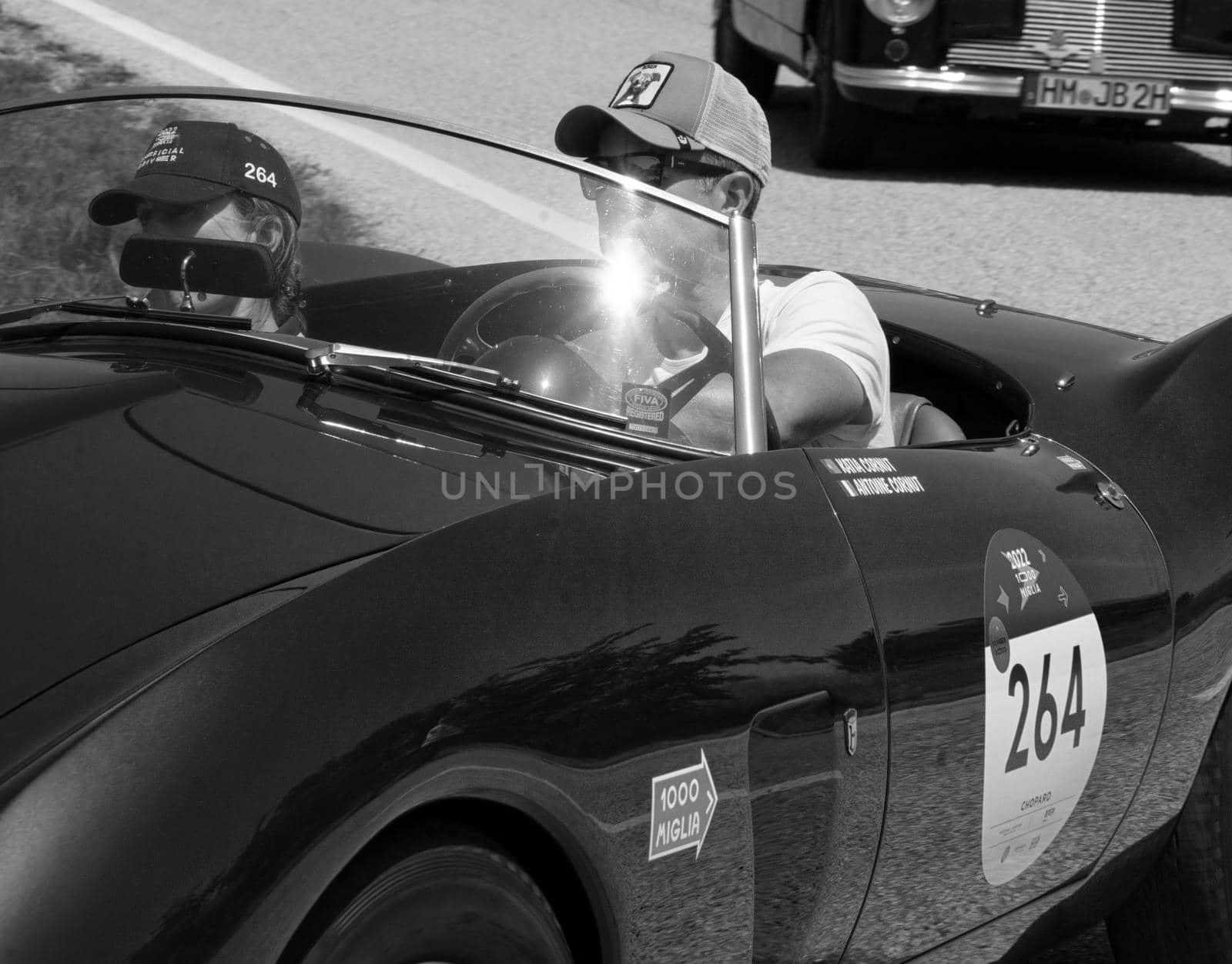 ASTON MARTIN DB 2/4 BERTONE SPIDER 1953 on an old racing car in rally Mille Miglia 2022 the famous italian historical race (1927-1957 by massimocampanari