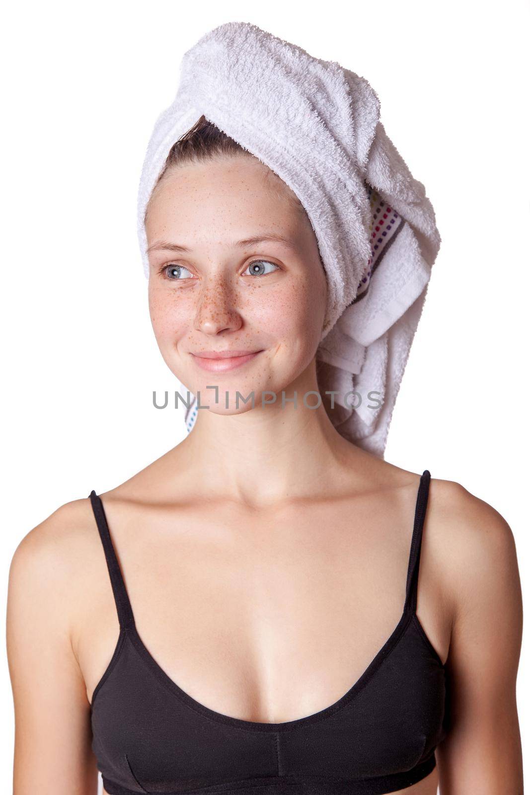 Spa skin care beauty woman wearing hair towel after beauty treatment by Khosro1