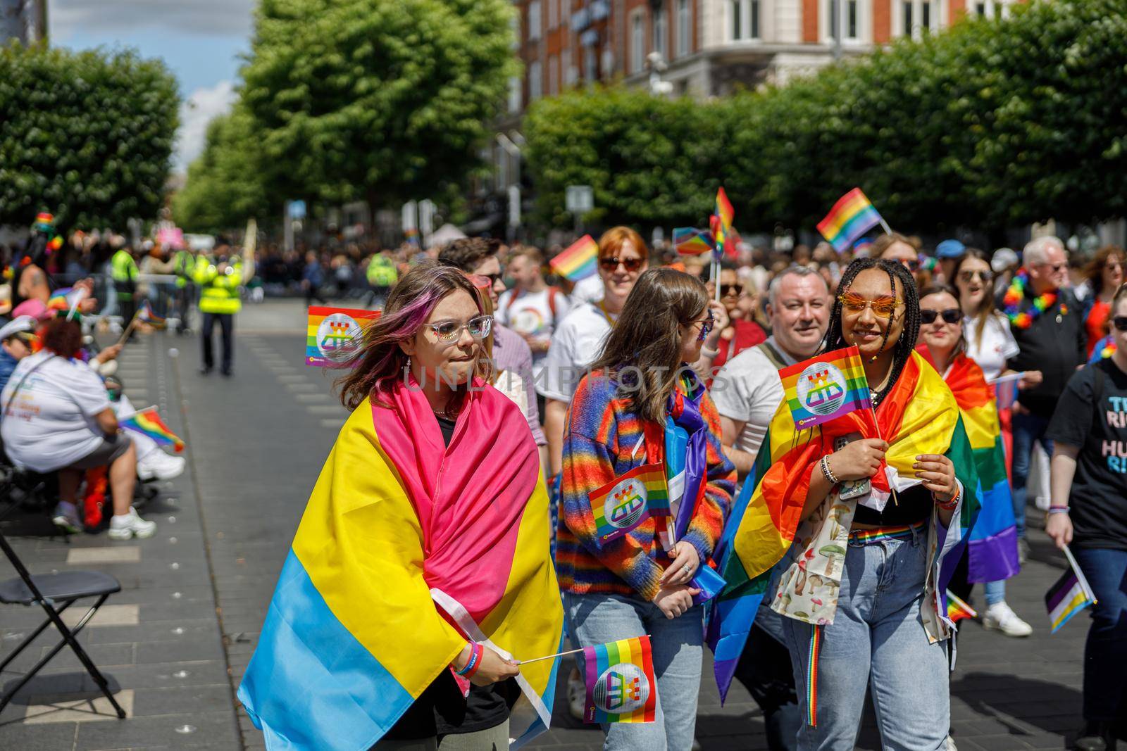Dublin, Ireland, June 25th 2022. Ireland pride 2022 parade with people walking one one of the main city street by Yaroslav_astakhov