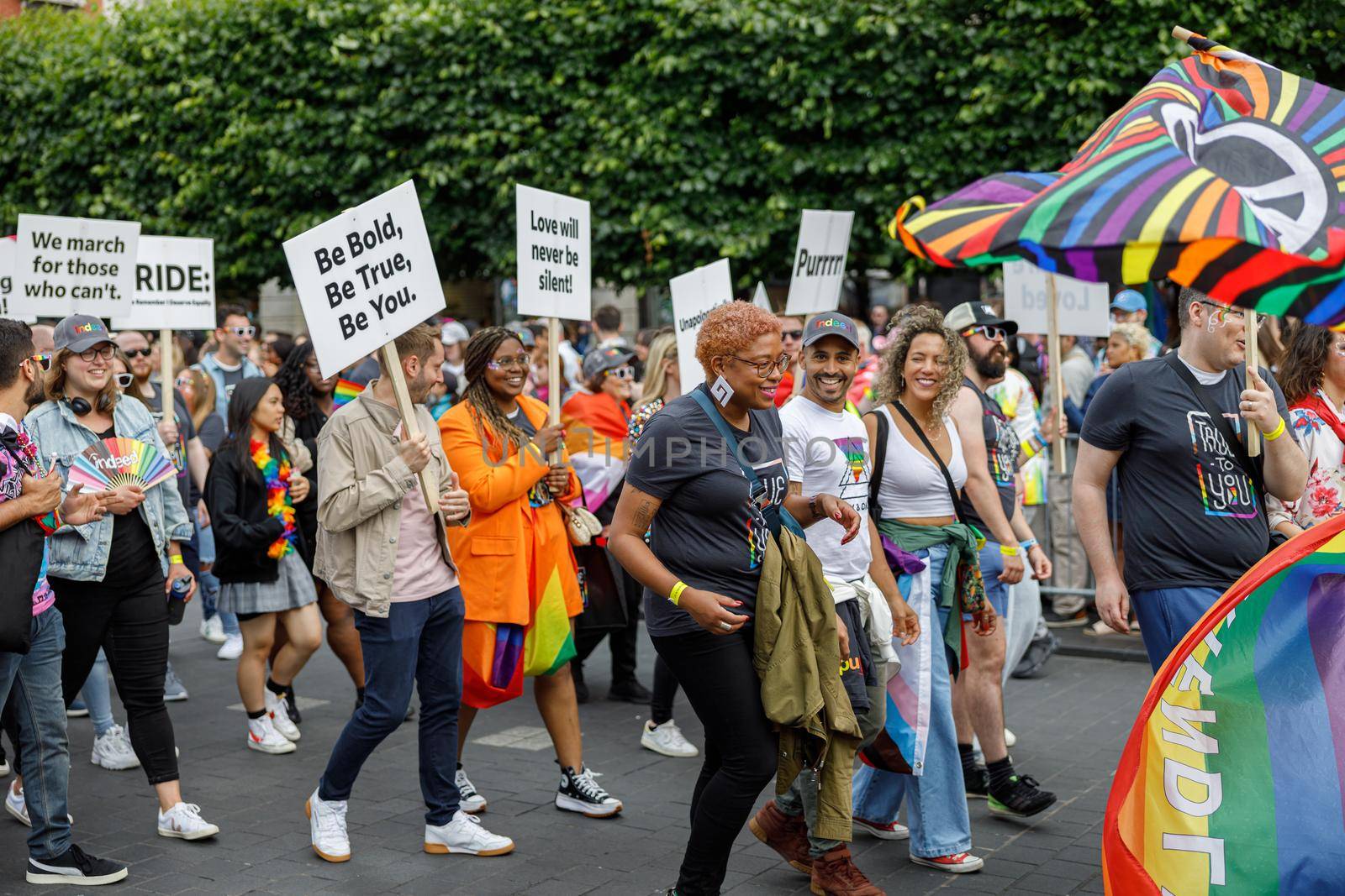 Dublin, Ireland, June 25th 2022. Ireland pride 2022 parade with people walking one one of the main city street by Yaroslav_astakhov