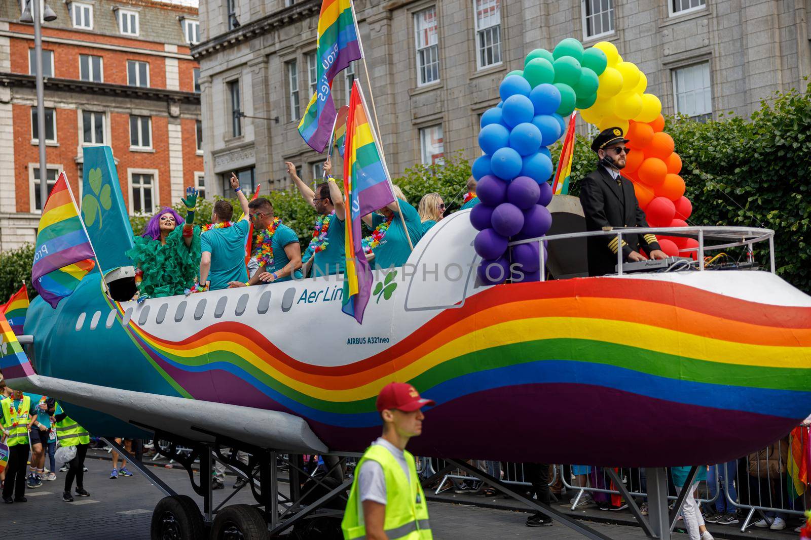 Dublin, Ireland, June 25th 2022. Ireland pride 2022 parade with people walking one one of the main city street. High quality photo
