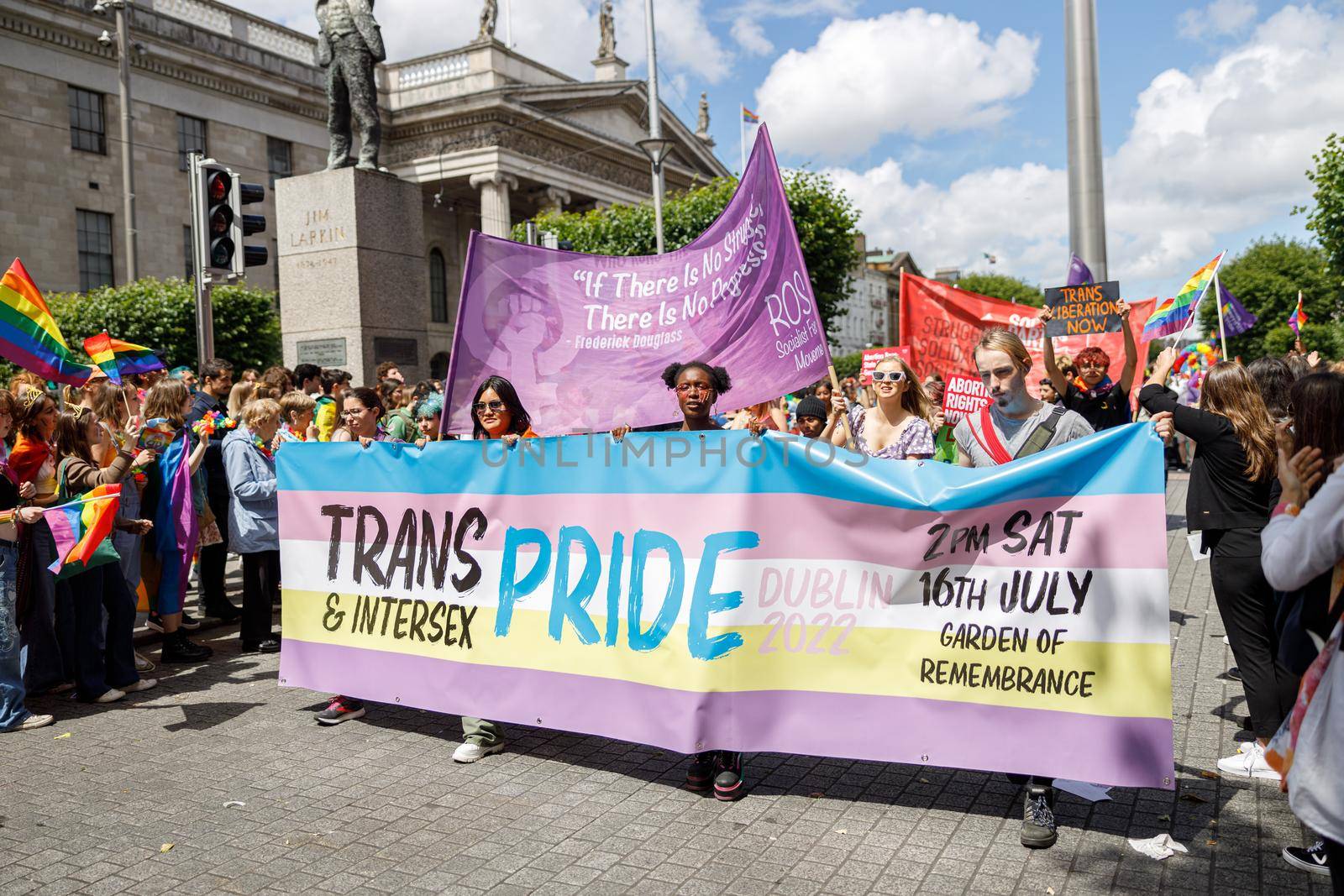 Dublin, Ireland, June 25th 2022. Ireland pride 2022 parade with people walking one one of the main city street. High quality photo