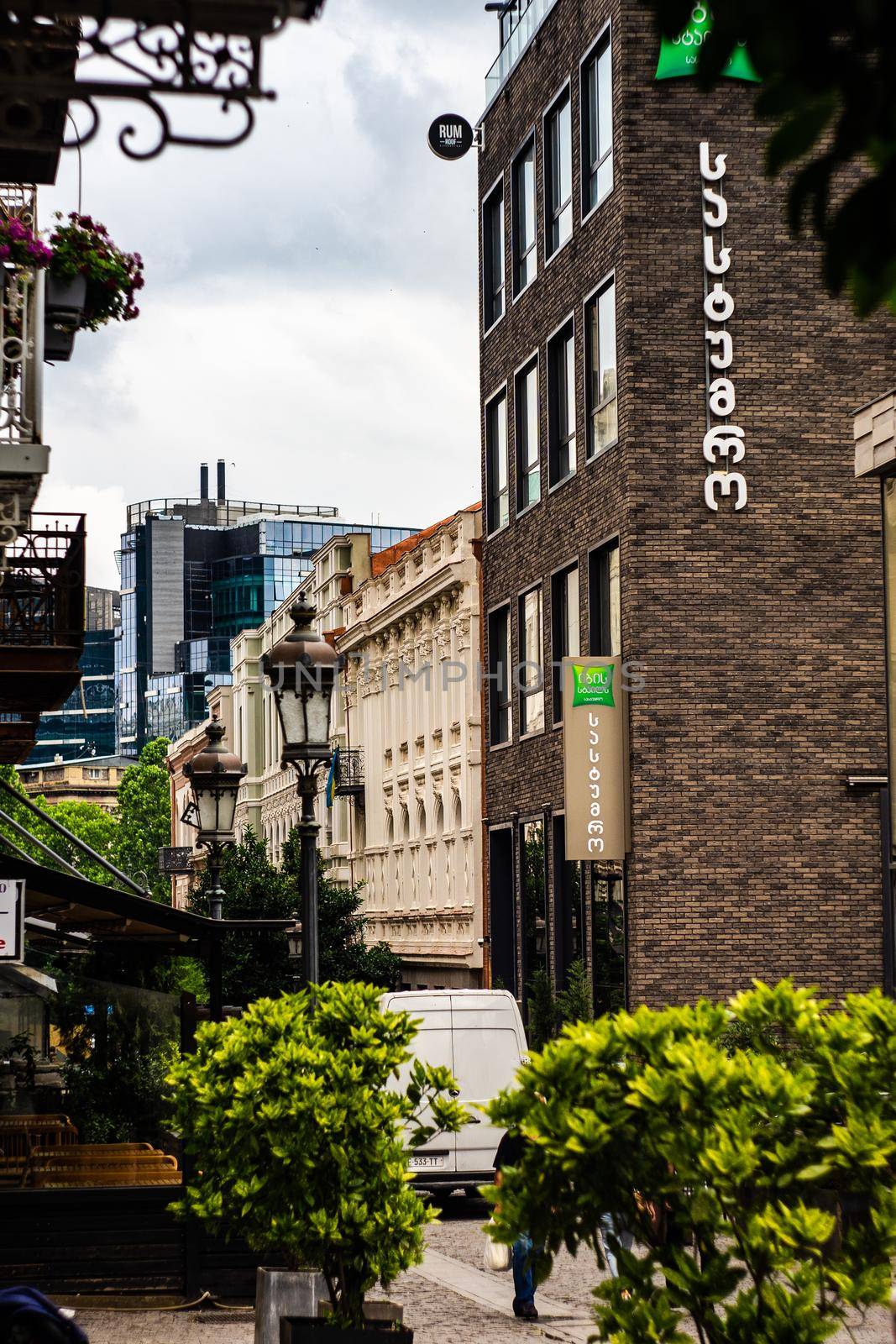 Tbilisi's downtown cityscape in the summer time