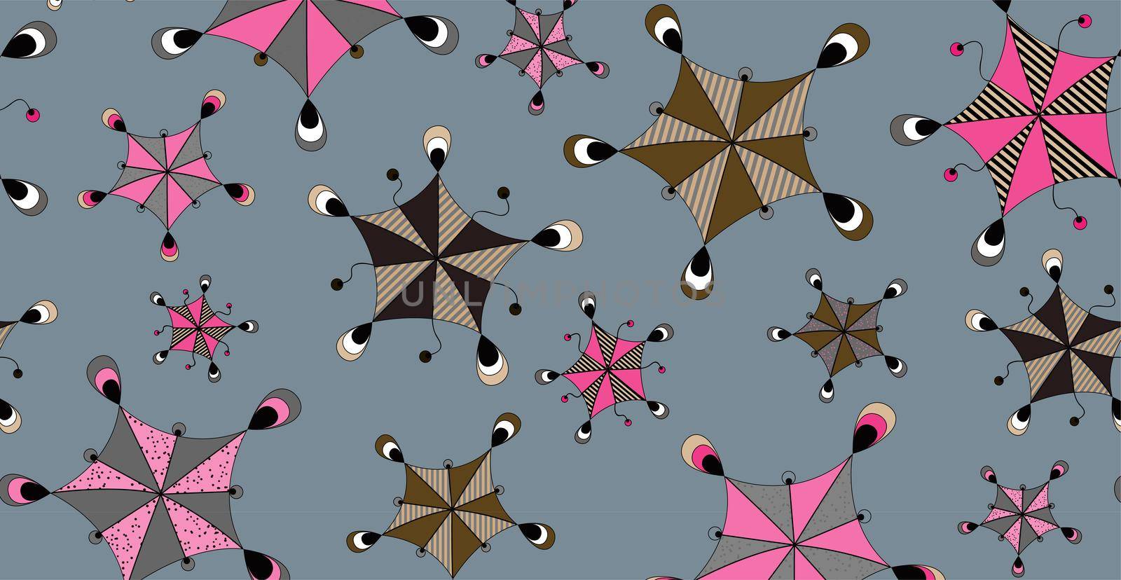 Abstract cartoon doodle background. Funny geometric figures similar to umbrellas.  by AndreyKENO