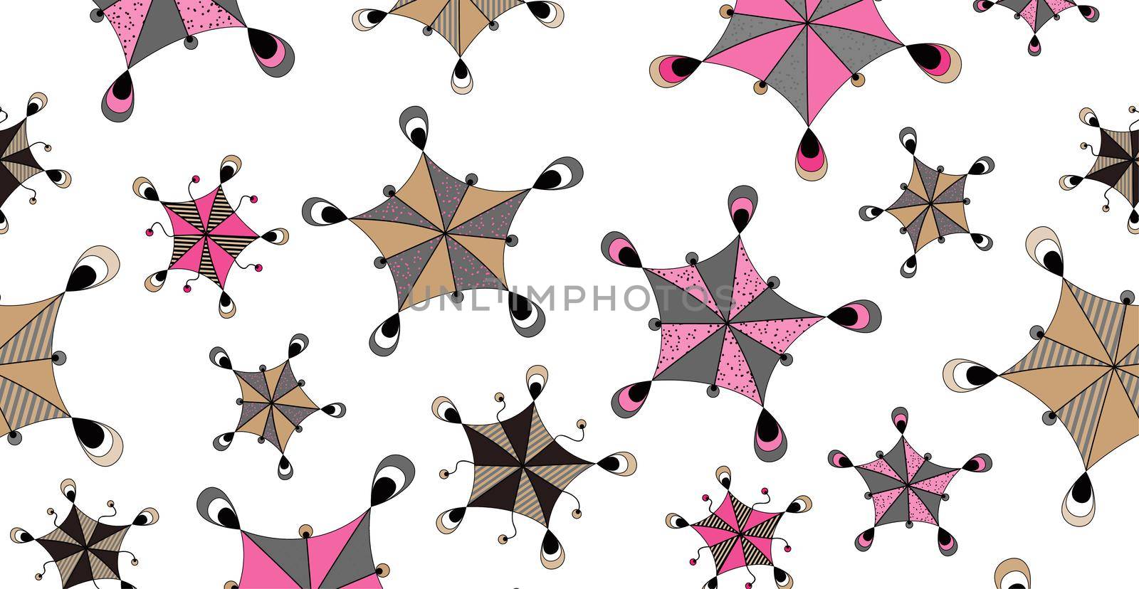 Abstract cartoon doodle background. Funny geometric figures similar to umbrellas.  by AndreyKENO