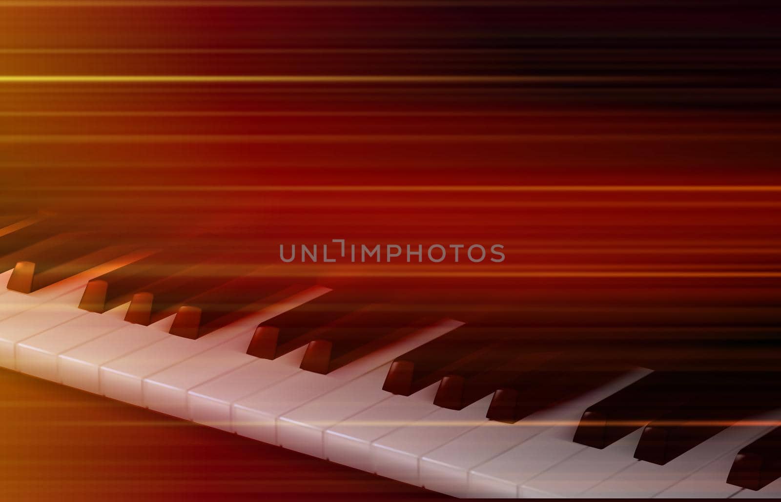 abstract blurred music background with piano keys on red