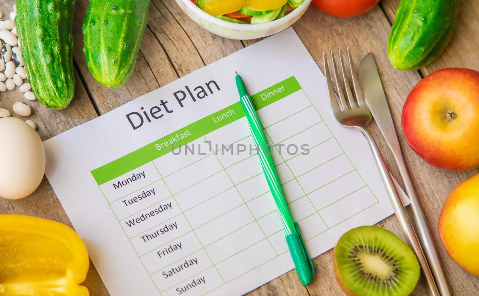 Weekly diet plan. The concept of proper nutrition. Selective focus. by yanadjana
