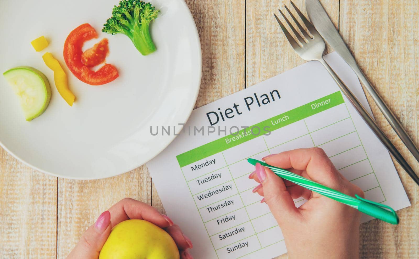 Weekly diet plan. The concept of proper nutrition. Selective focus. by yanadjana