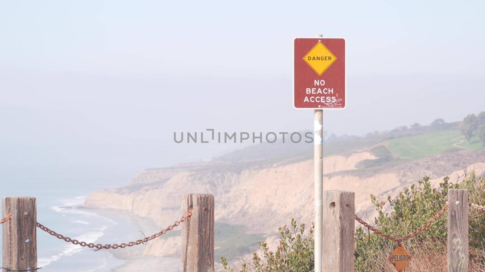 Steep cliff, rock or bluff, California coast erosion. Torrey Pines park overlook by DogoraSun