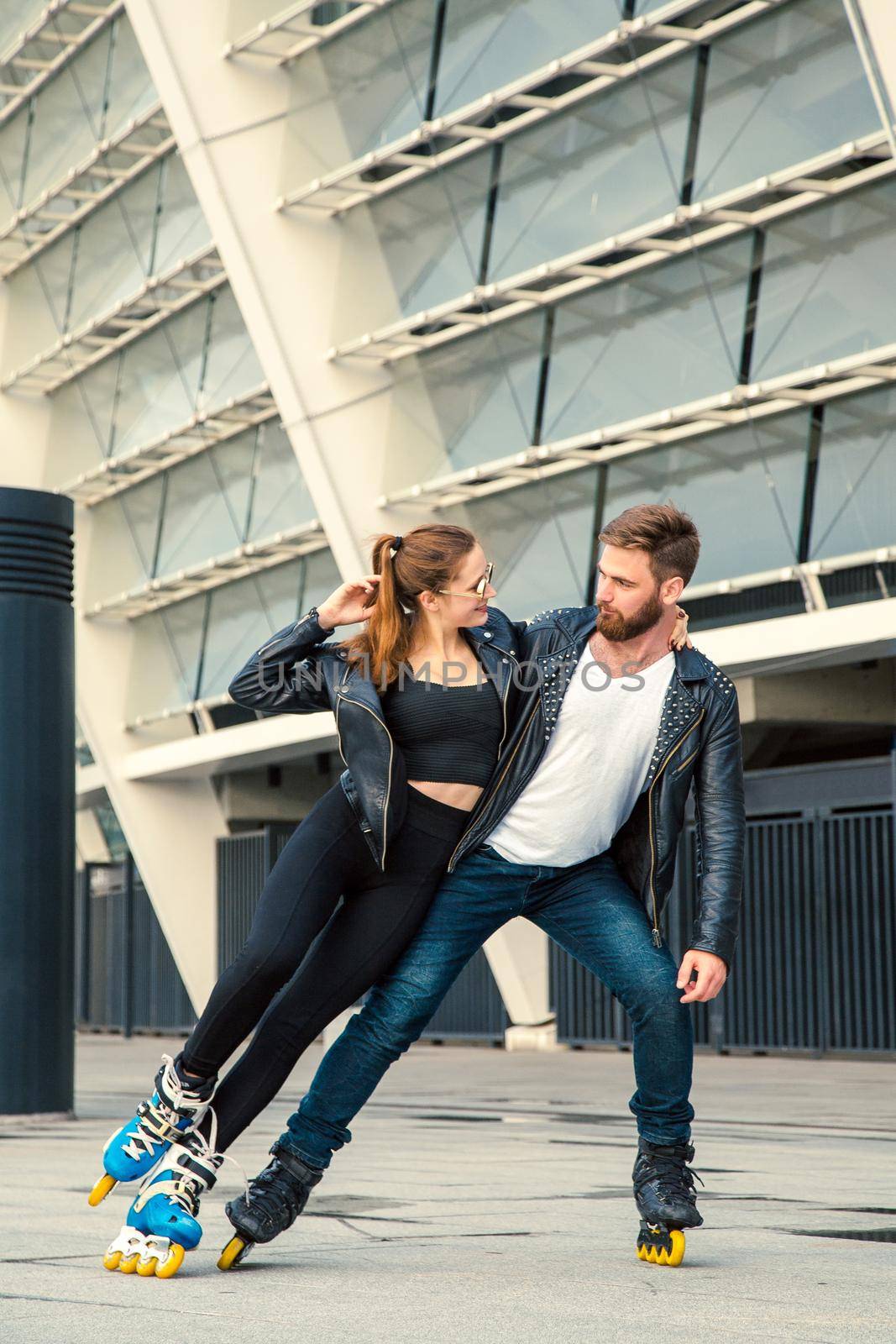 Beautiful roller skater couple with hipster style by Khosro1