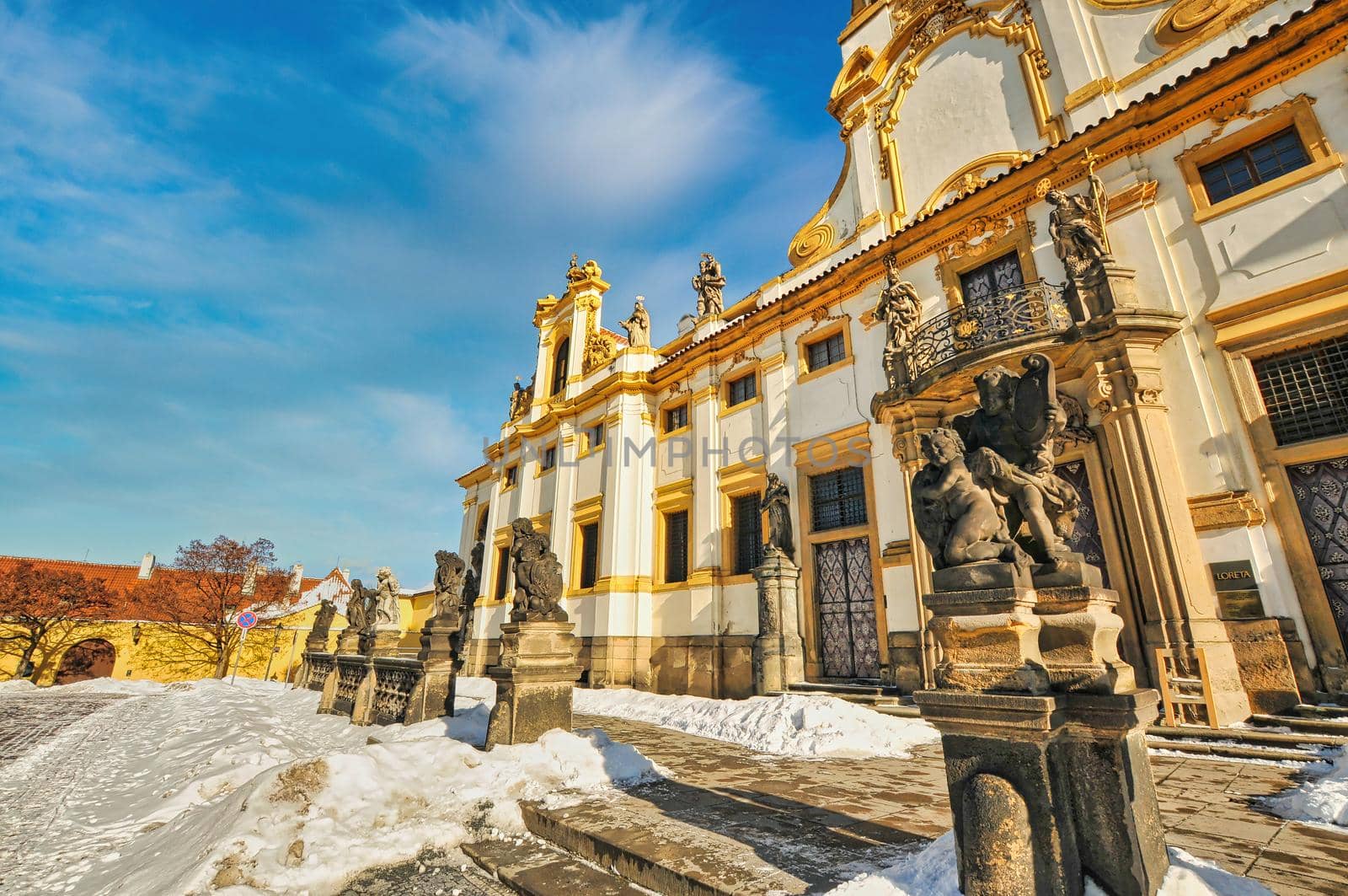 Loreta monastery in Prague city, historical catholic building, Czech Republic