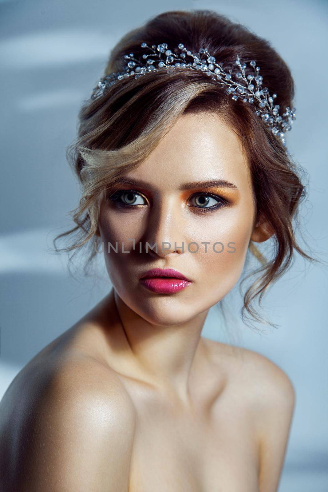 Beauty portrait of beautiful fashion model with makeup, and collected hairstyle. by Khosro1