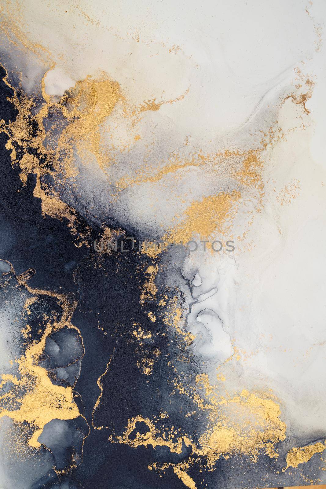 Marble ink abstract art from exquisite original painting for abstract background . Painting was painted on high quality paper texture to create smooth marble background pattern of kintsuki ink art .