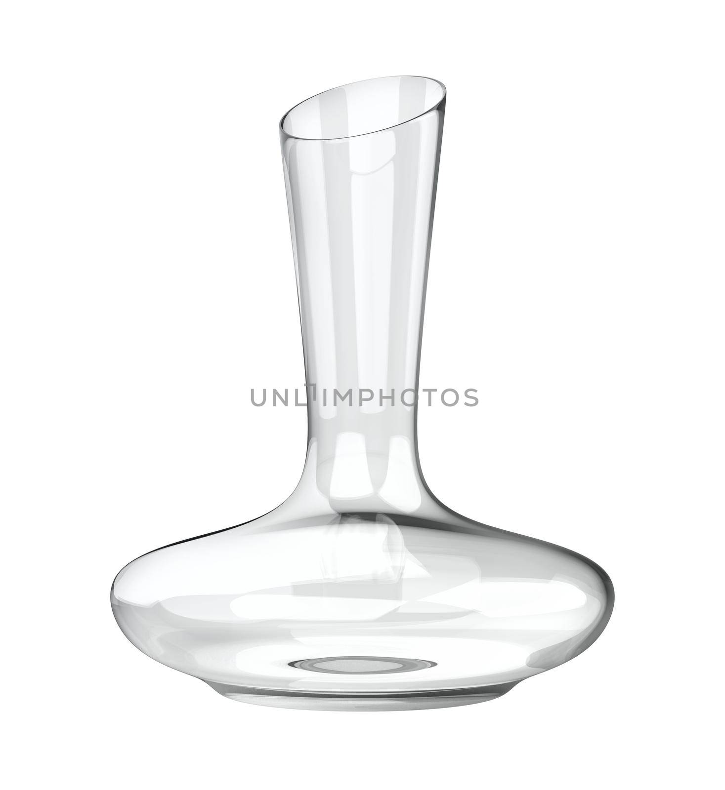 Empty elegant wine decanter isolated on white background