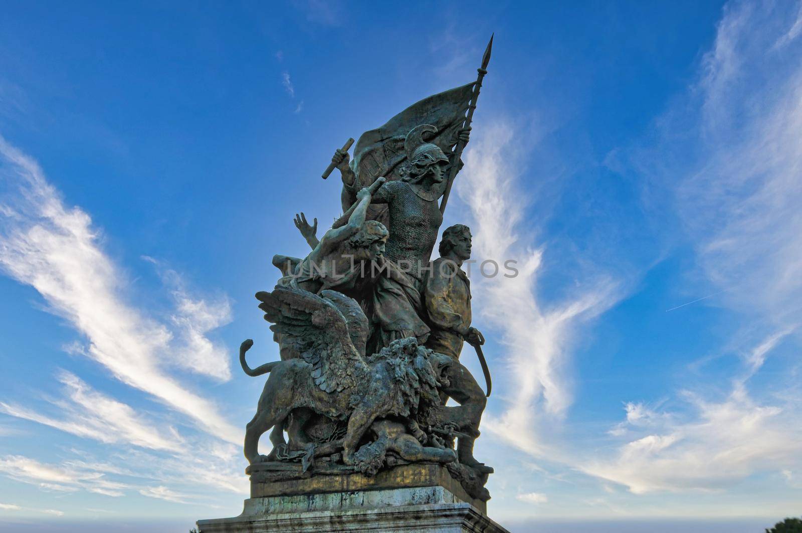 City of Rome with historical buildings and statue, Italy Europe