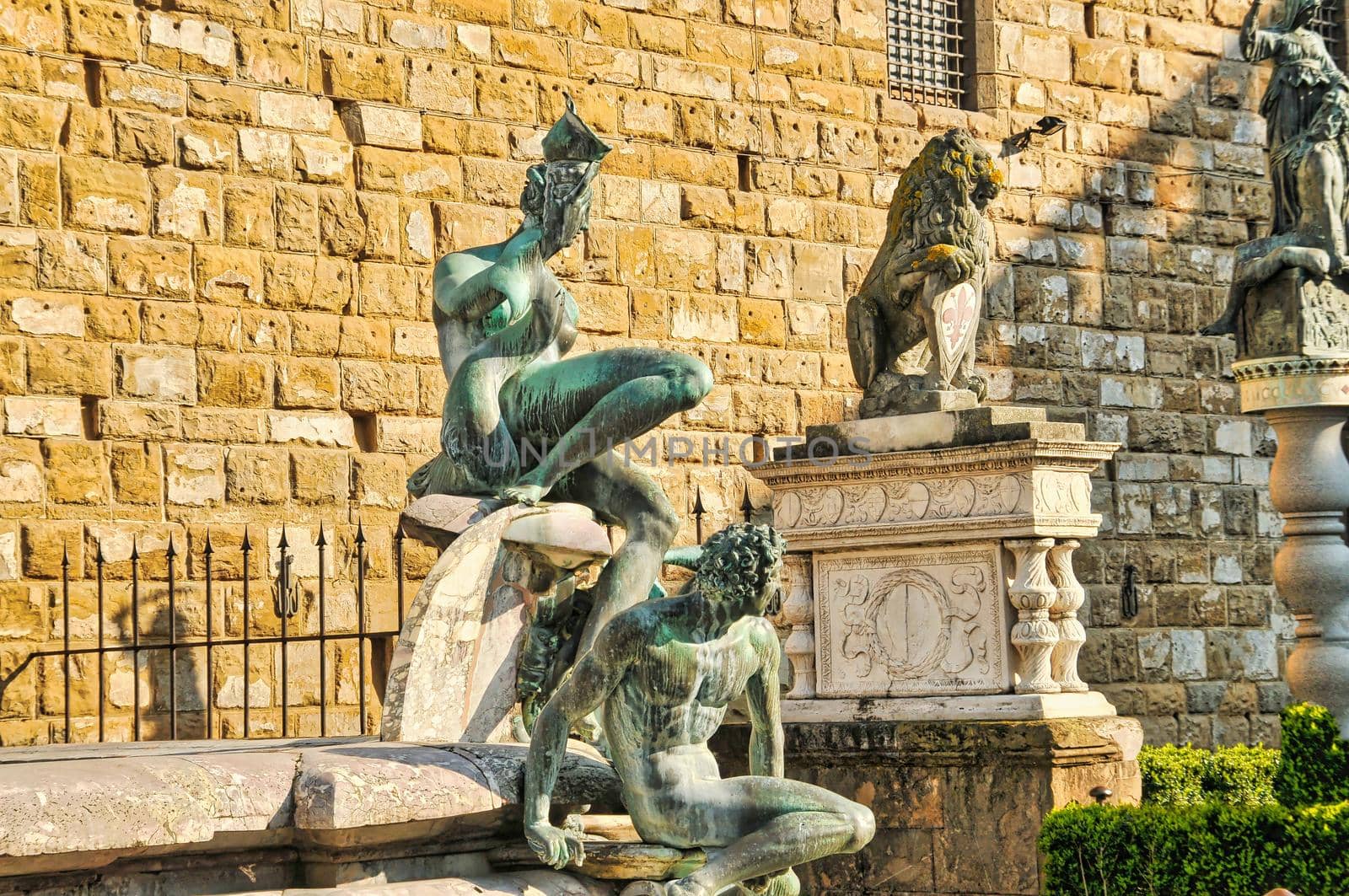 Beautiful city of Florence, full of historical buildings and statues in Italy of Europe