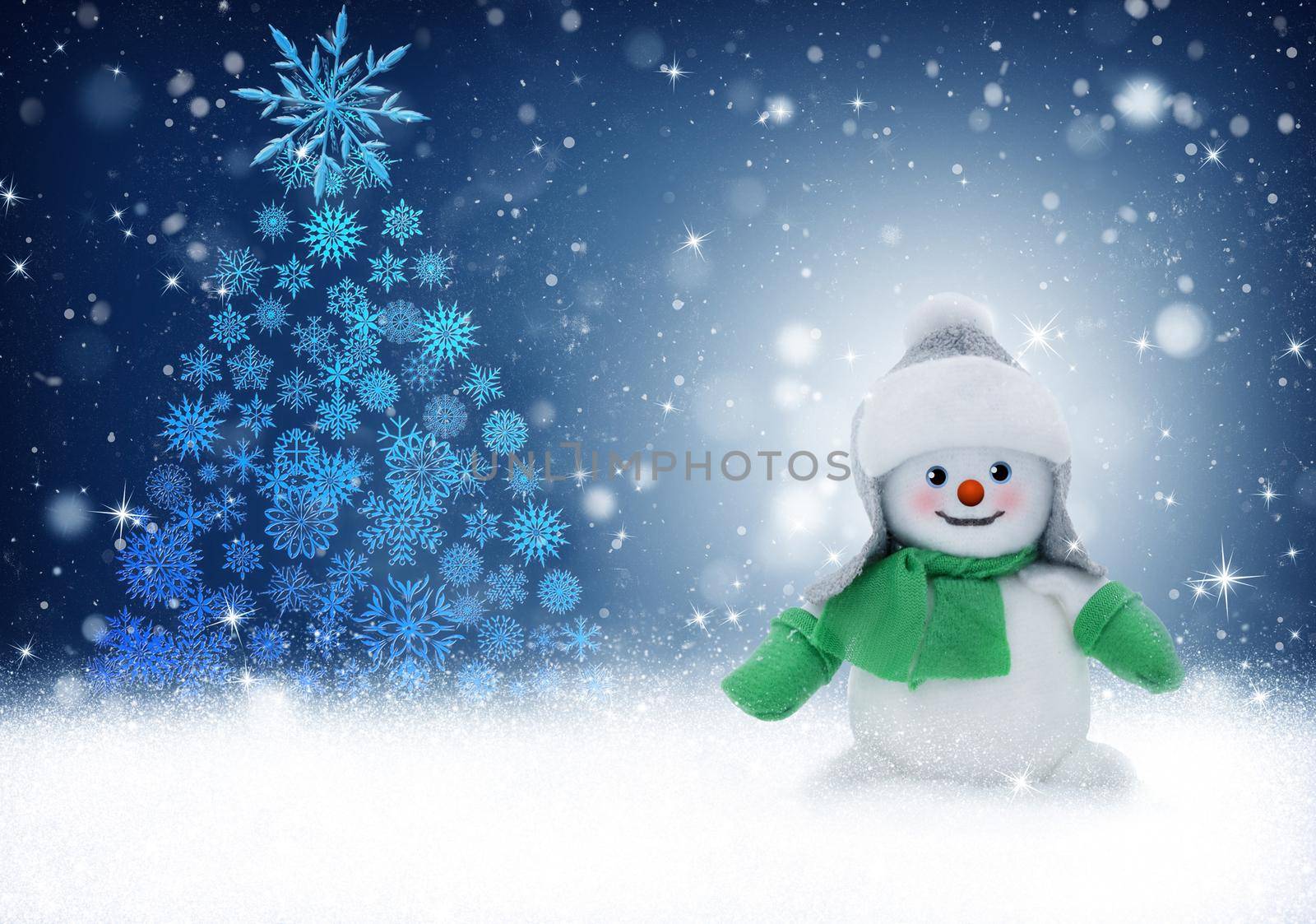 Christmas greeting card with the image of a snowman. by georgina198