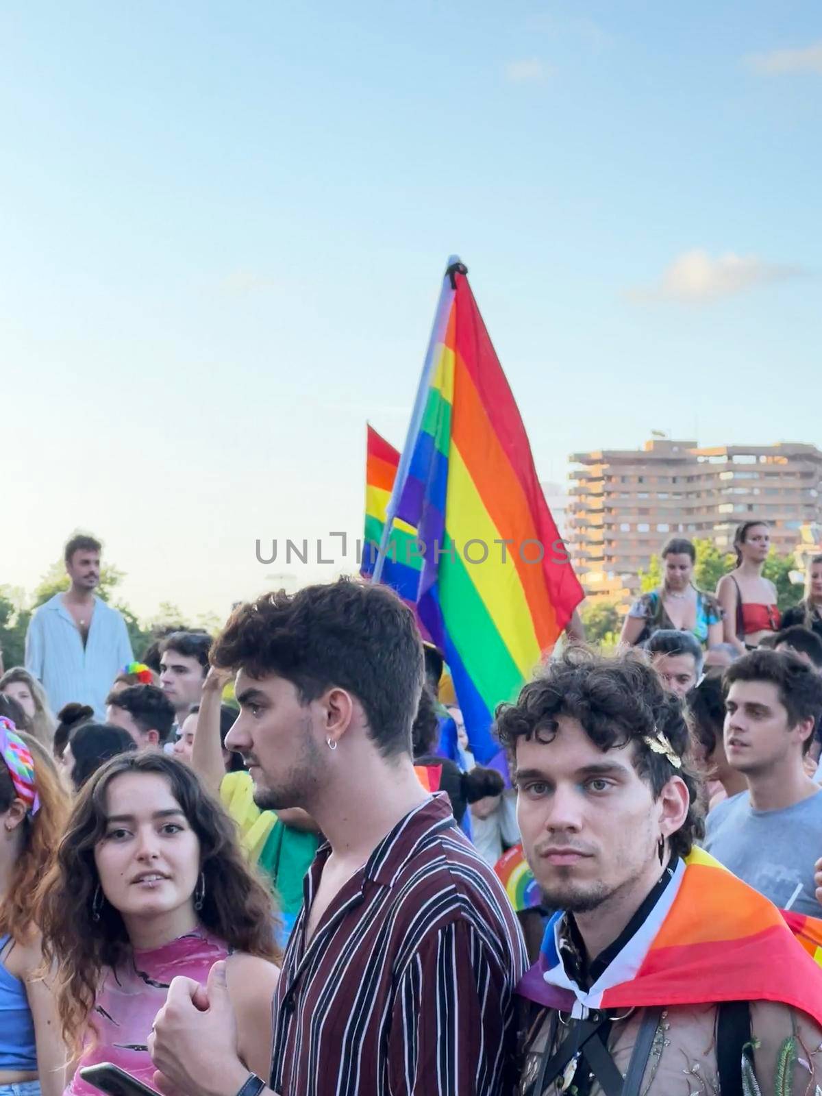 Valencia, Spain 25 June 2022: Manifest of a attractive participants of the World Pride festival in Valencia 2022. Parade of a International People celebrates the LGBT Gay Pride by Jyliana