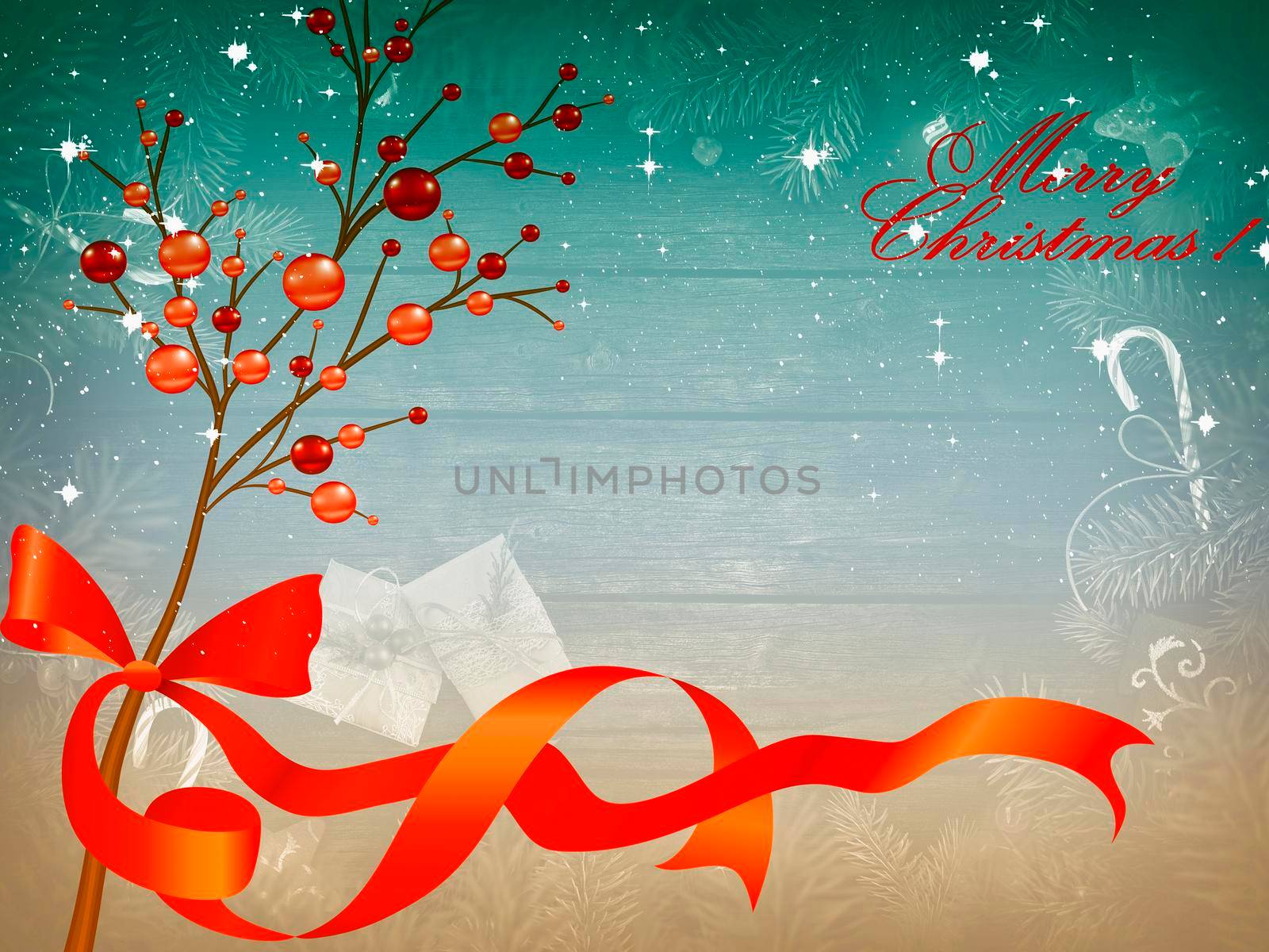 Beautiful Christmas greeting card in vintage style.