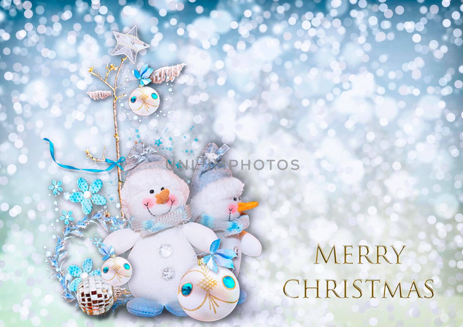 Christmas greeting card with the image of a snowman. by georgina198