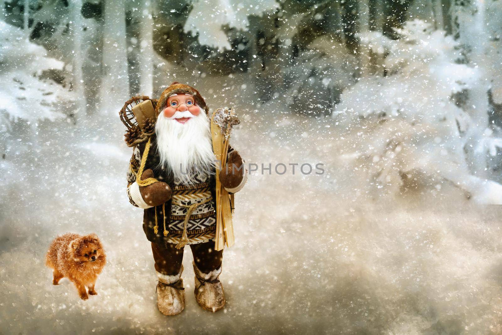 Christmas greeting card with the image of Santa Claus. 3D rendering by georgina198