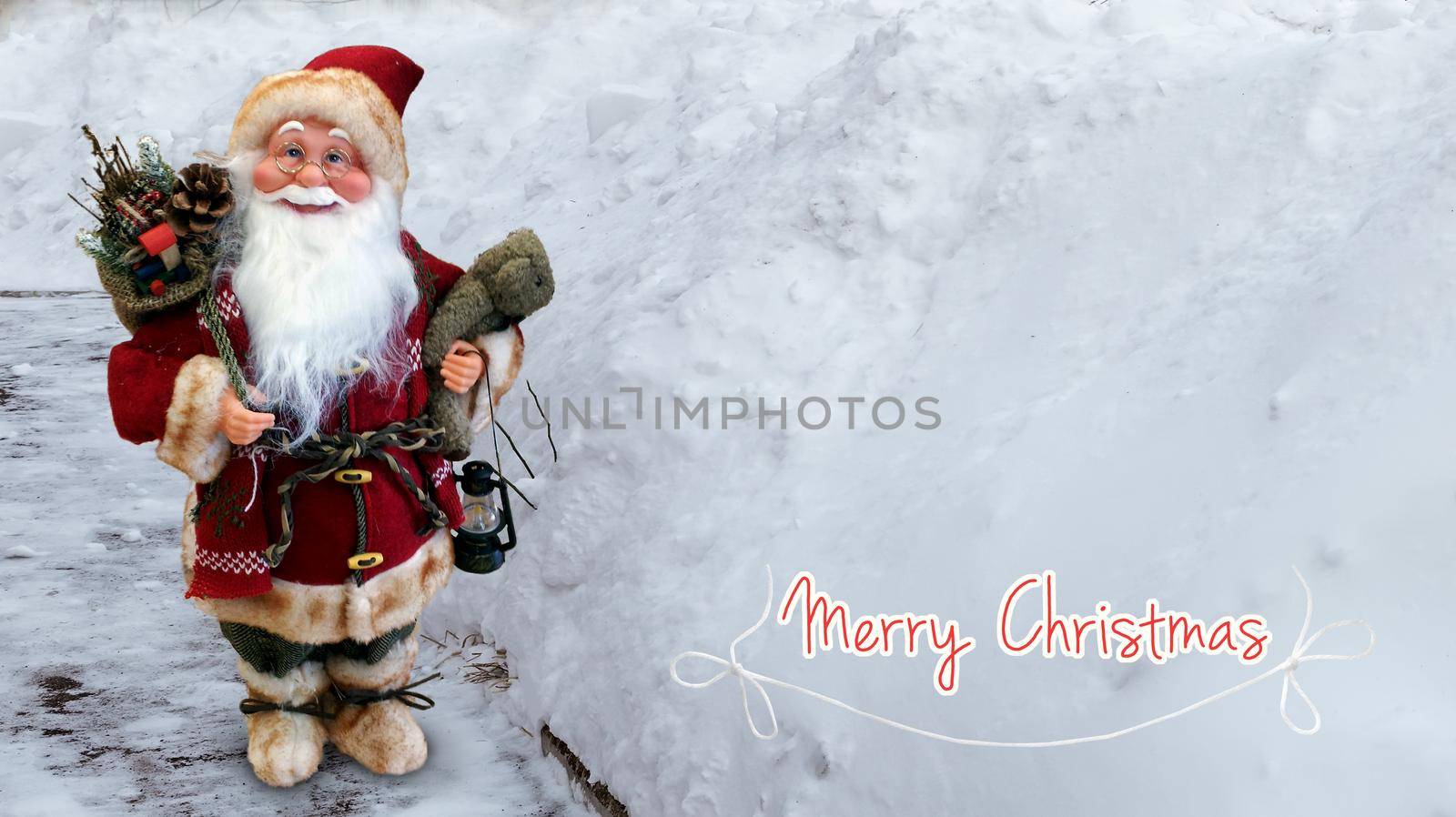 Christmas greeting card with the image of Santa Claus. 3D rendering by georgina198