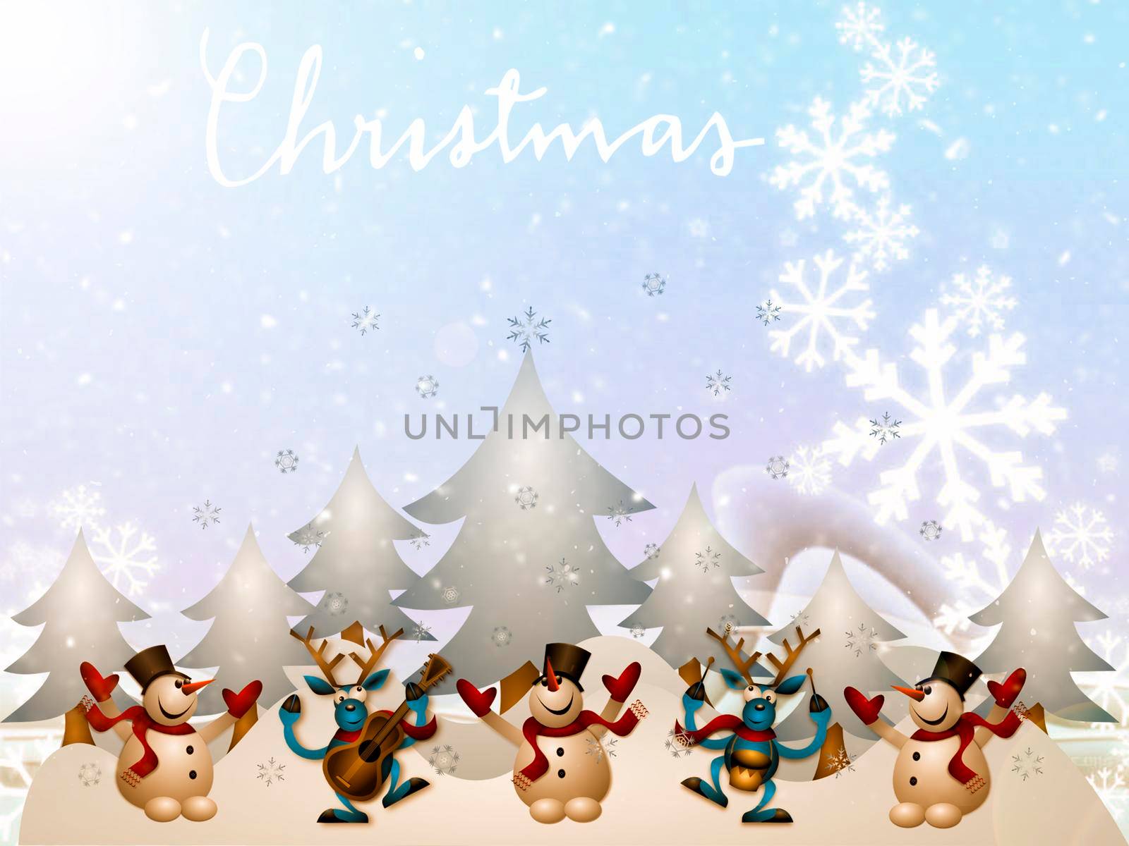 Christmas greeting card with the image of a snowman. by georgina198