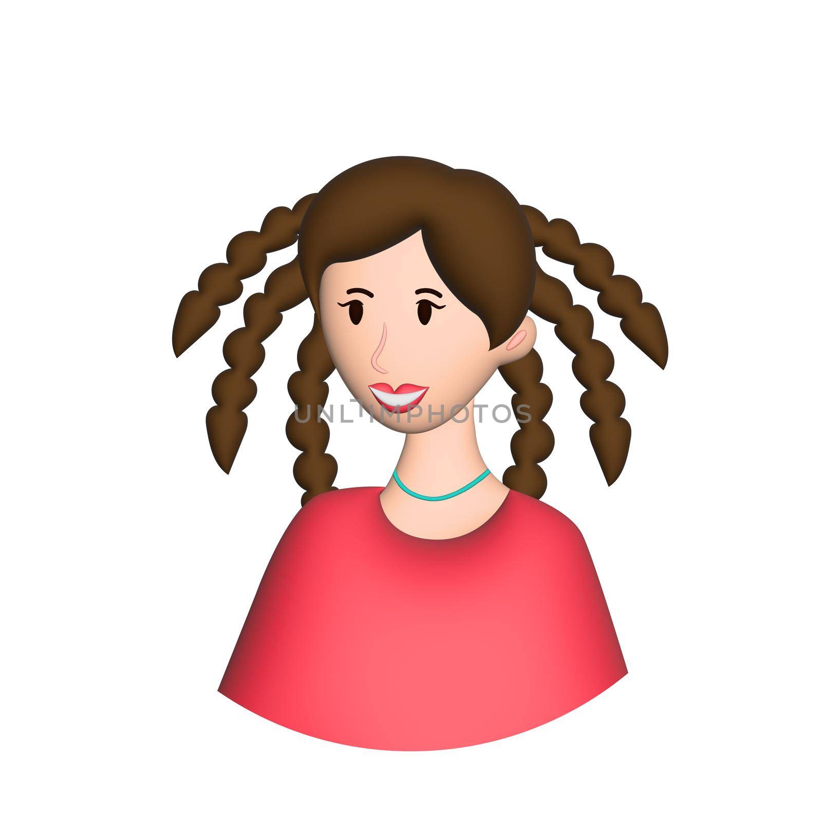 Web icon man, girl with many braids - illustration