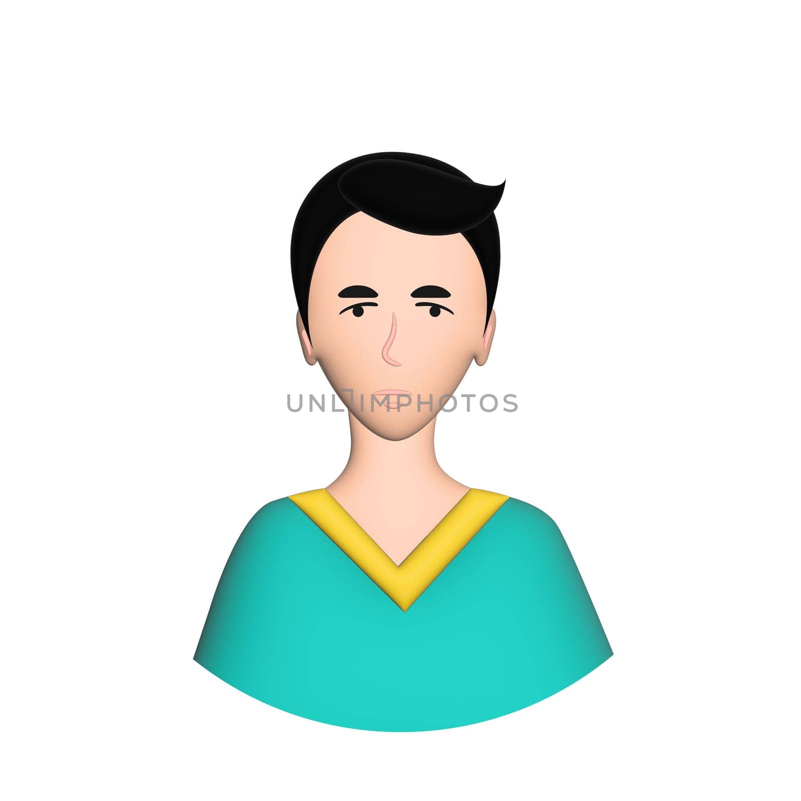 Web icon man, middle-aged man with dark hair - illustration