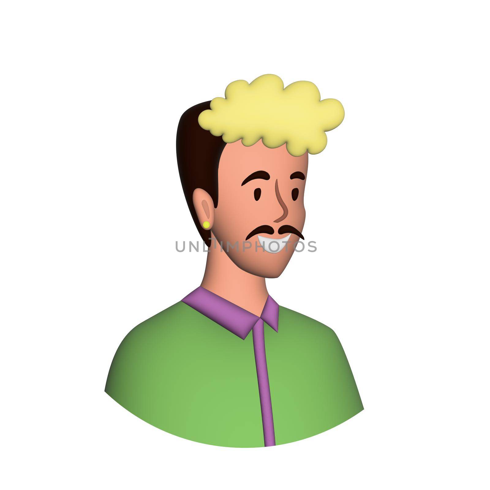 Web icon man, middle-aged man with mustache - illustration